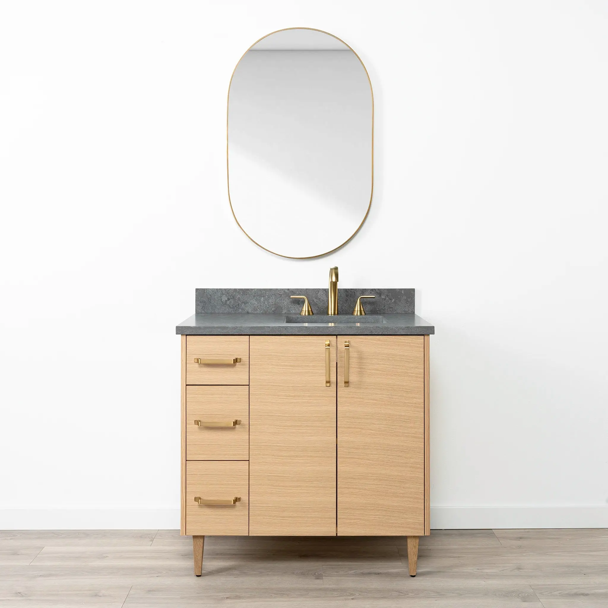 Ashbury SLIM 36" Natural White Oak Bathroom Vanity, Right Sink - Image 10