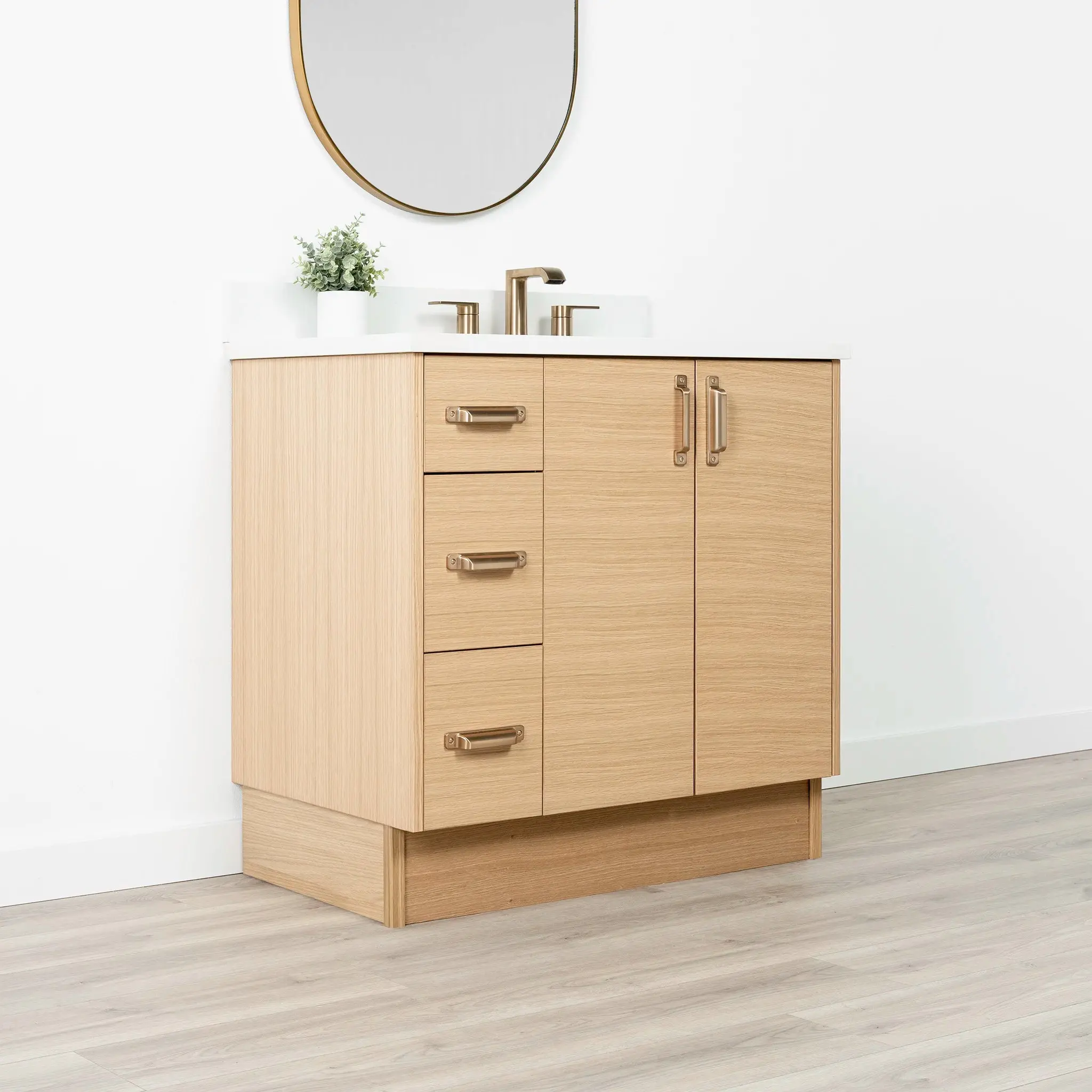 Ashbury SLIM 36" Natural White Oak Bathroom Vanity, Right Sink - Image 13