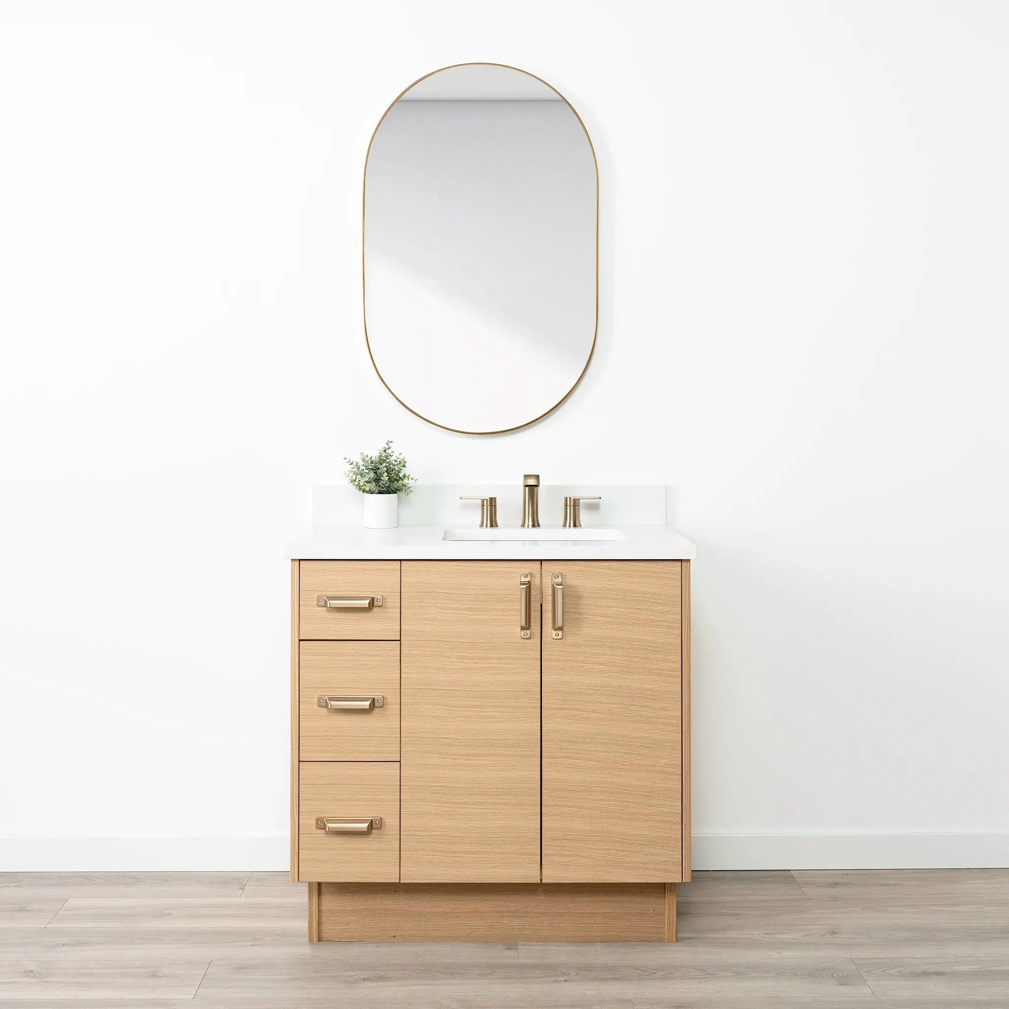 Ashbury SLIM 36" Natural White Oak Bathroom Vanity, Right Sink - Image 15