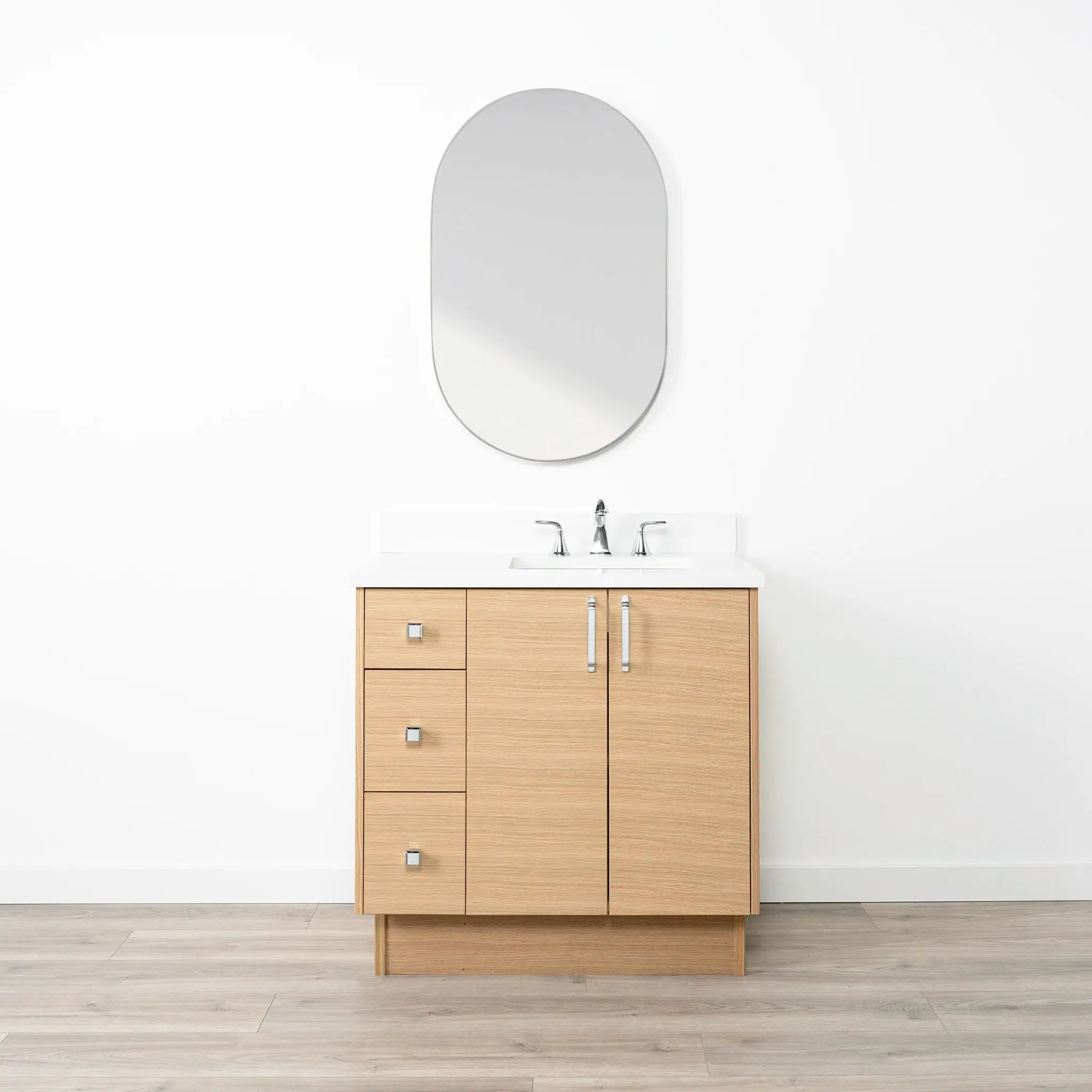 Ashbury SLIM 36" Natural White Oak Bathroom Vanity, Right Sink - Image 16