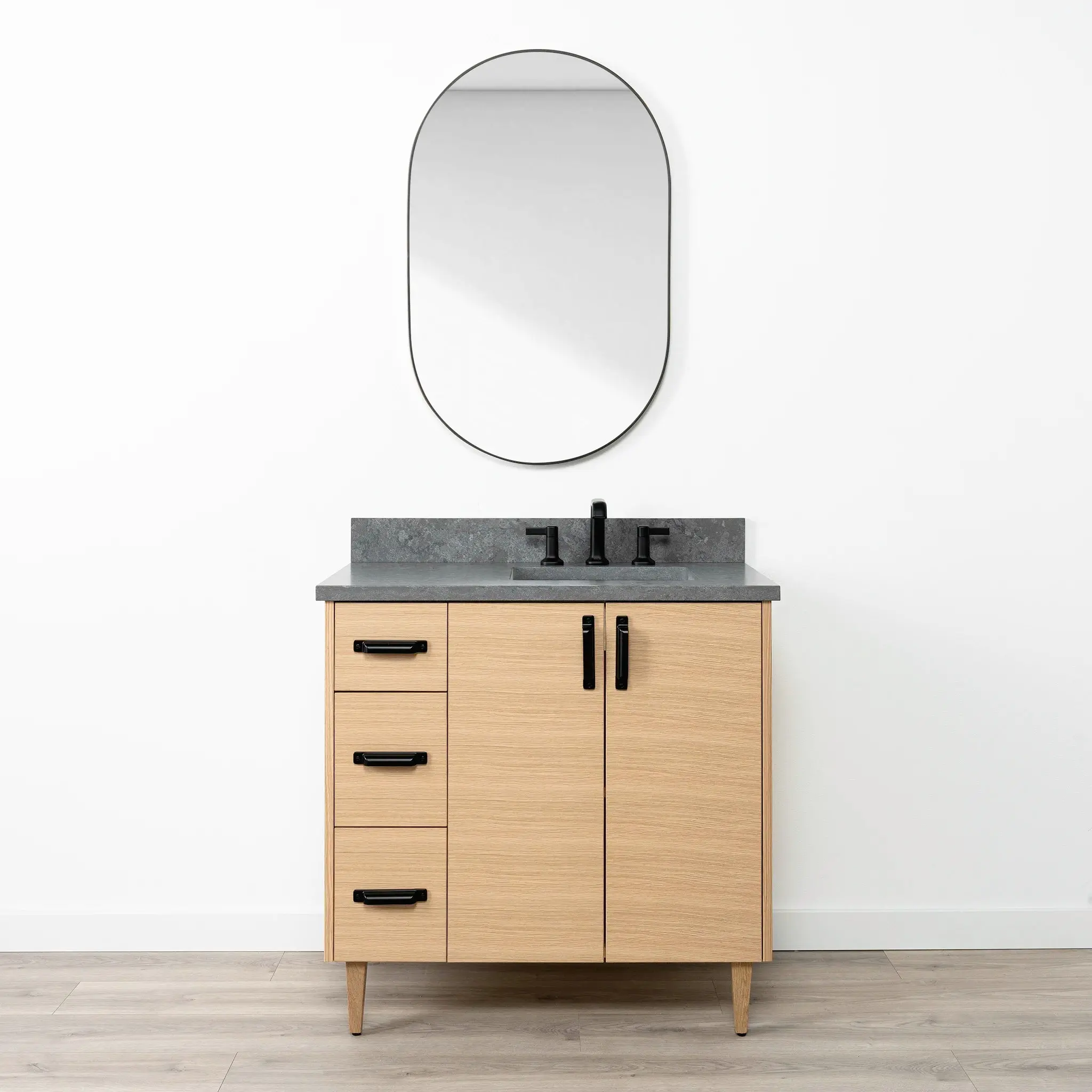 Ashbury SLIM 36" Natural White Oak Bathroom Vanity, Right Sink - Image 9