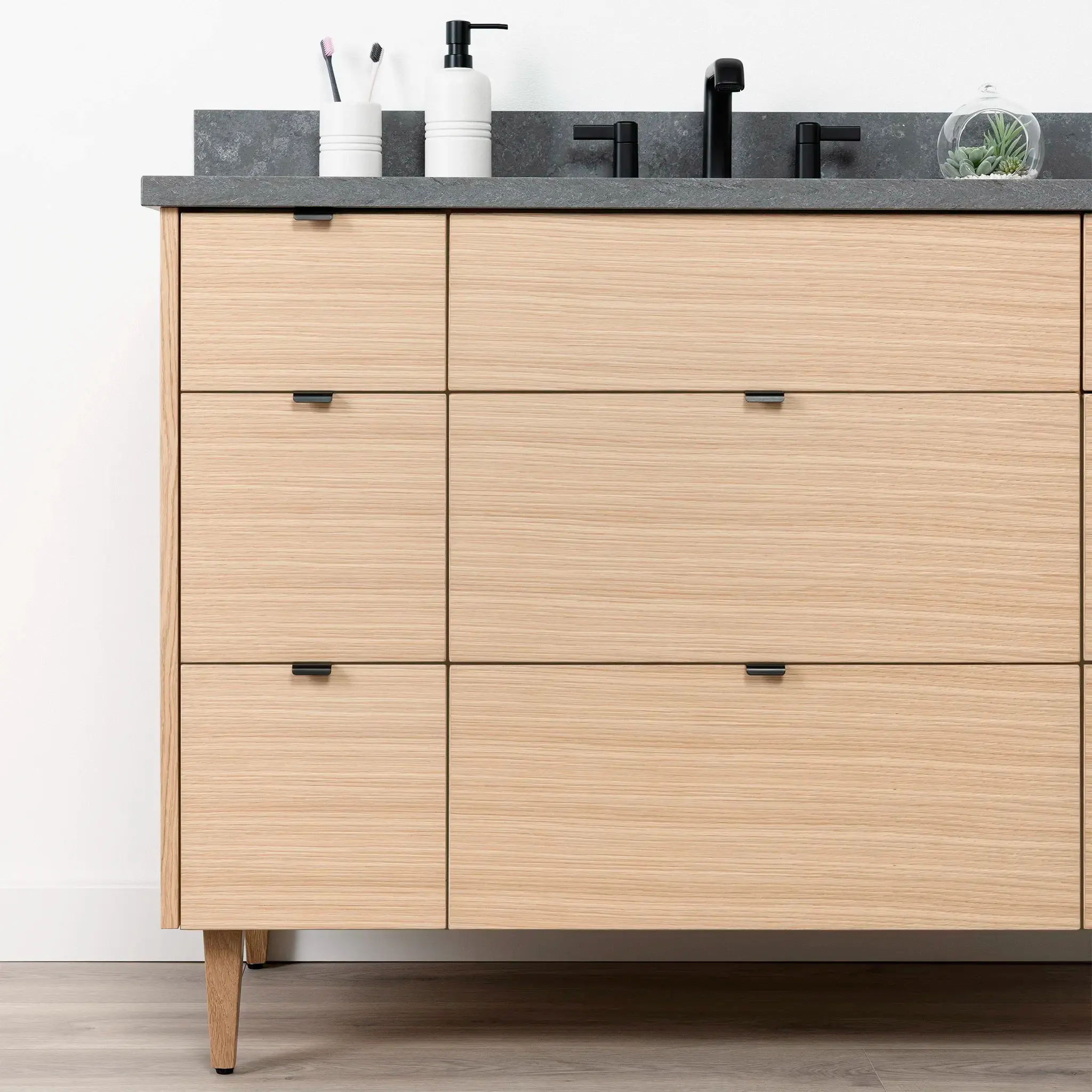 Ashbury 48" Natural White Oak Bathroom Vanity - All Drawers - Image 11