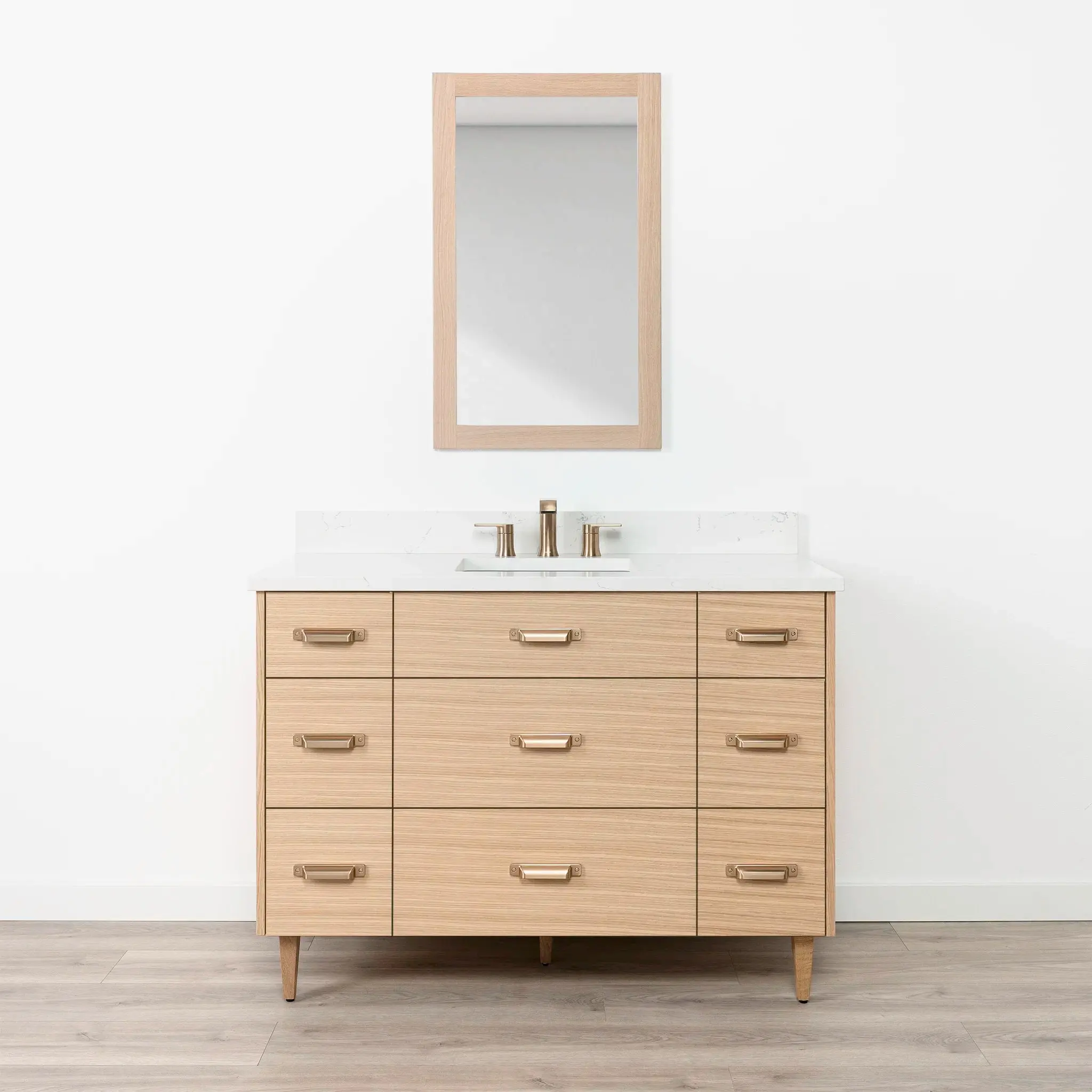 Ashbury 48" Natural White Oak Bathroom Vanity - All Drawers - Image 14