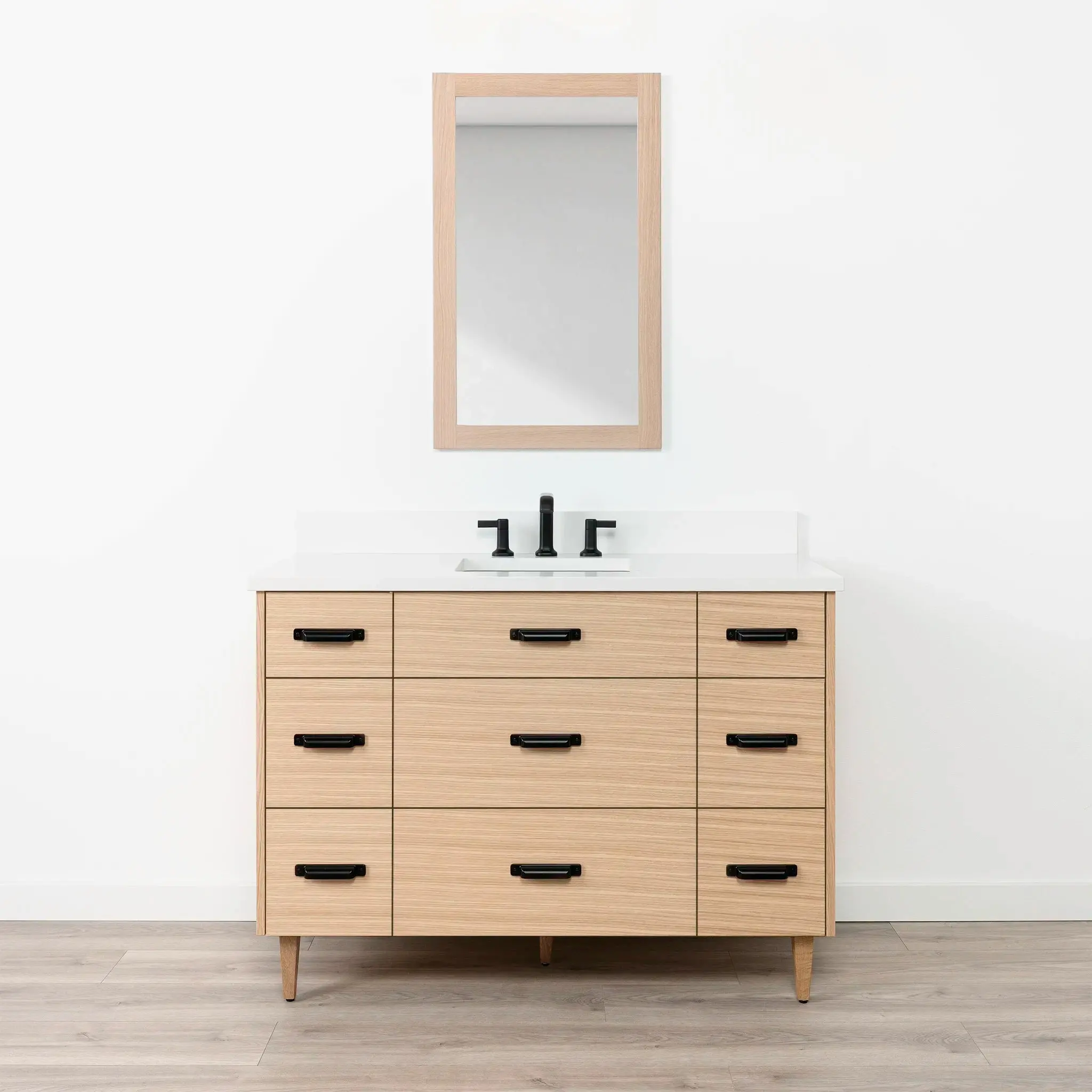 Ashbury 48" Natural White Oak Bathroom Vanity - All Drawers - Image 15
