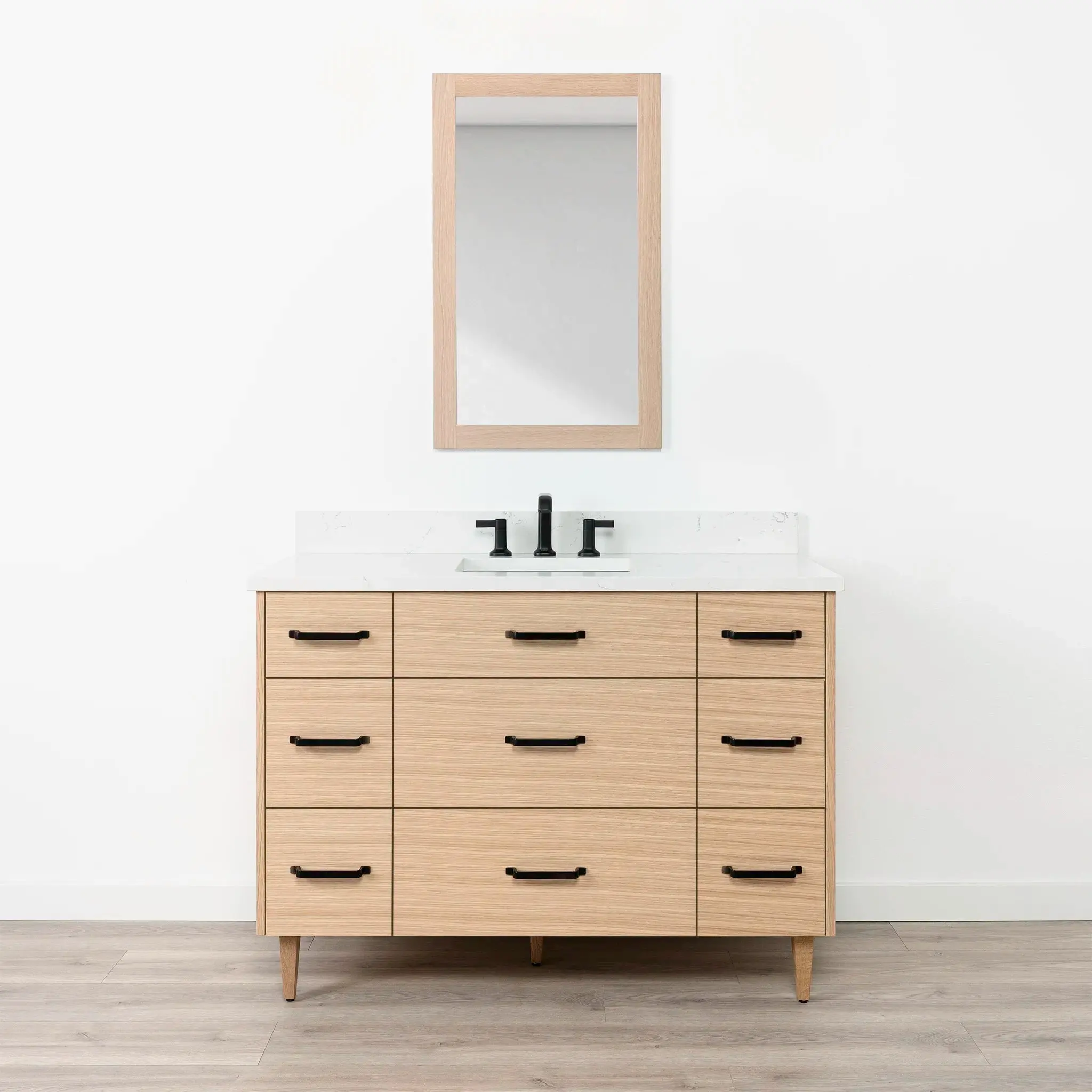 Ashbury 48" Natural White Oak Bathroom Vanity - All Drawers - Image 17