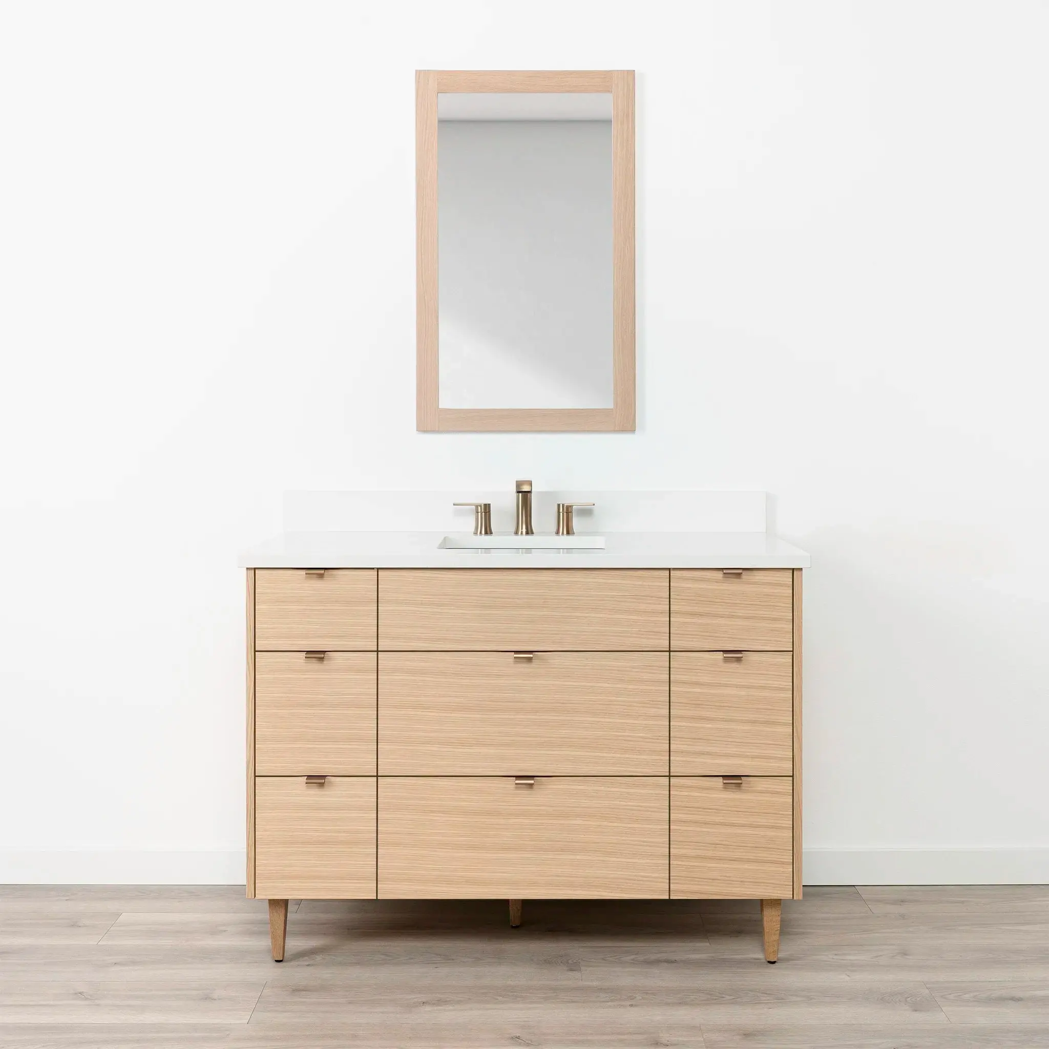 Ashbury 48" Natural White Oak Bathroom Vanity - All Drawers - Image 19