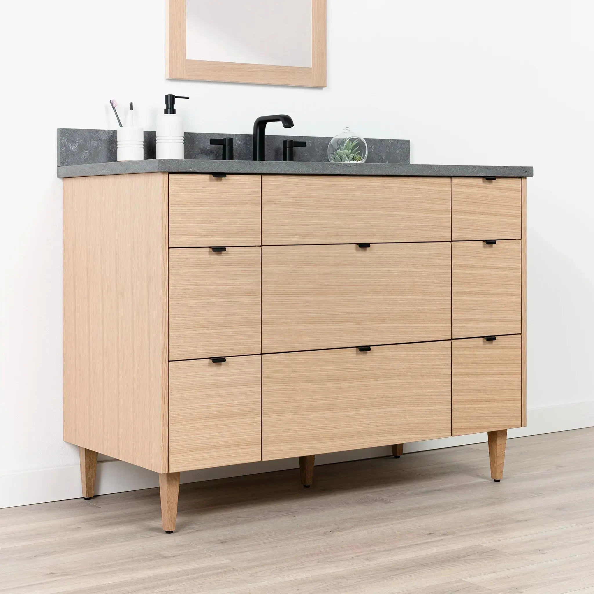 Ashbury 48" Natural White Oak Bathroom Vanity - All Drawers - Image 4
