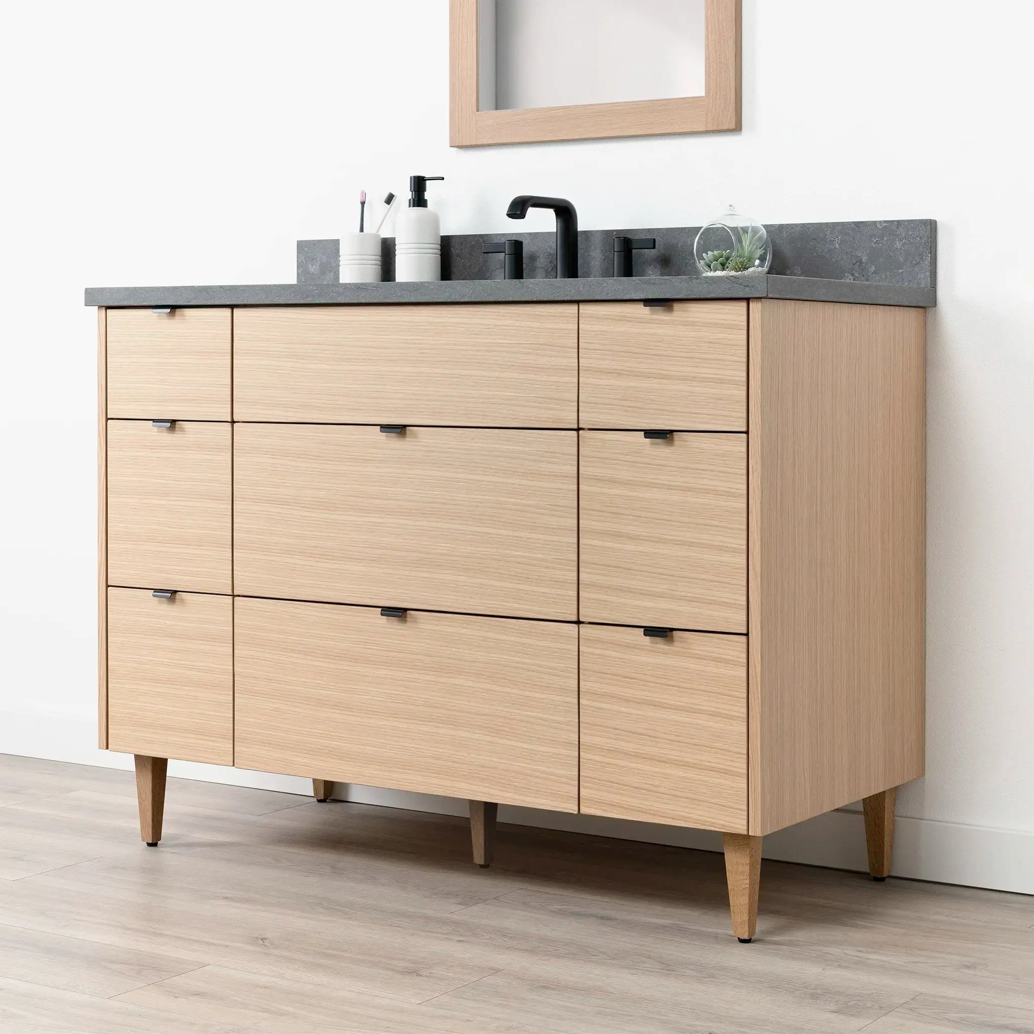 Ashbury 48" Natural White Oak Bathroom Vanity - All Drawers - Image 6