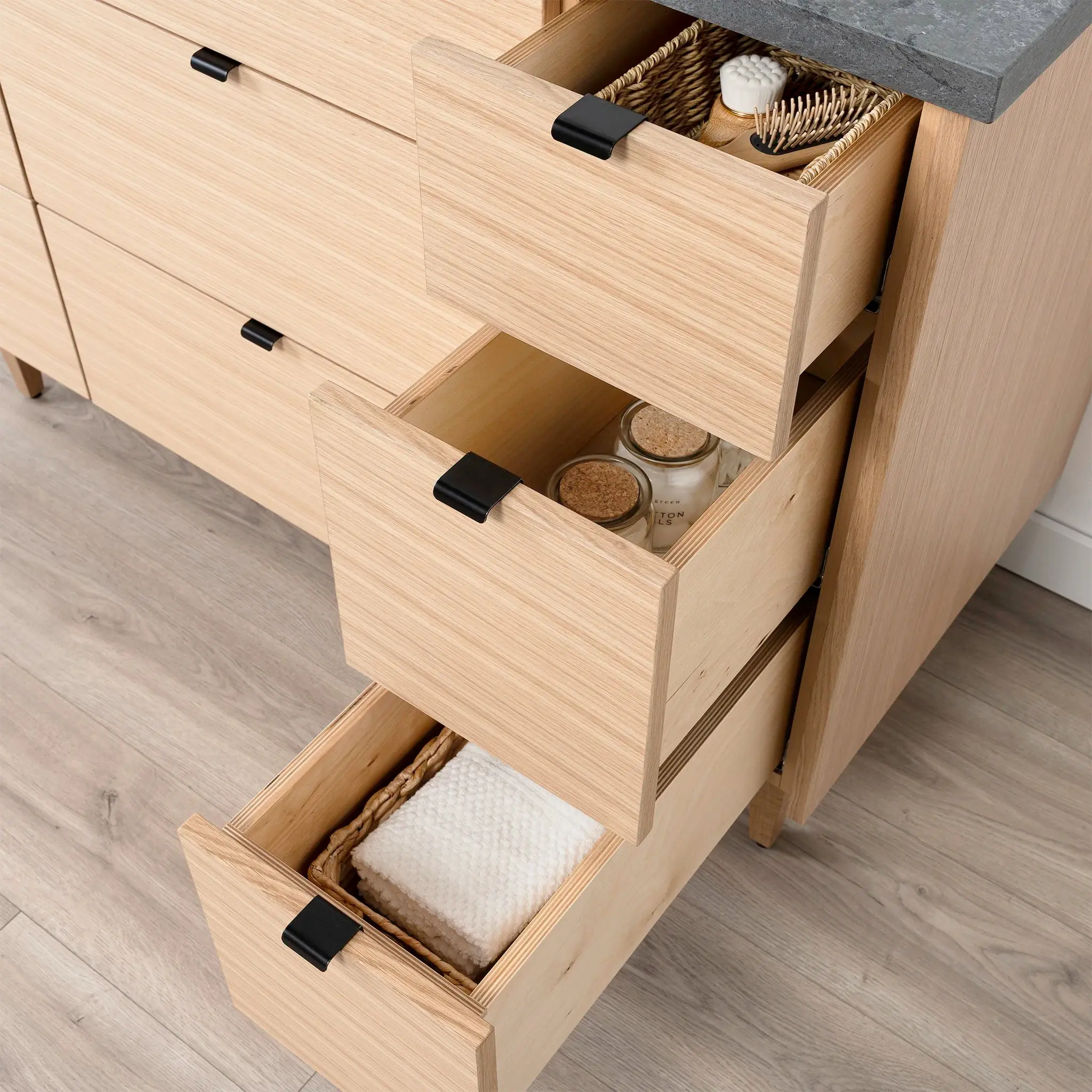 Ashbury 48" Natural White Oak Bathroom Vanity - All Drawers - Image 8