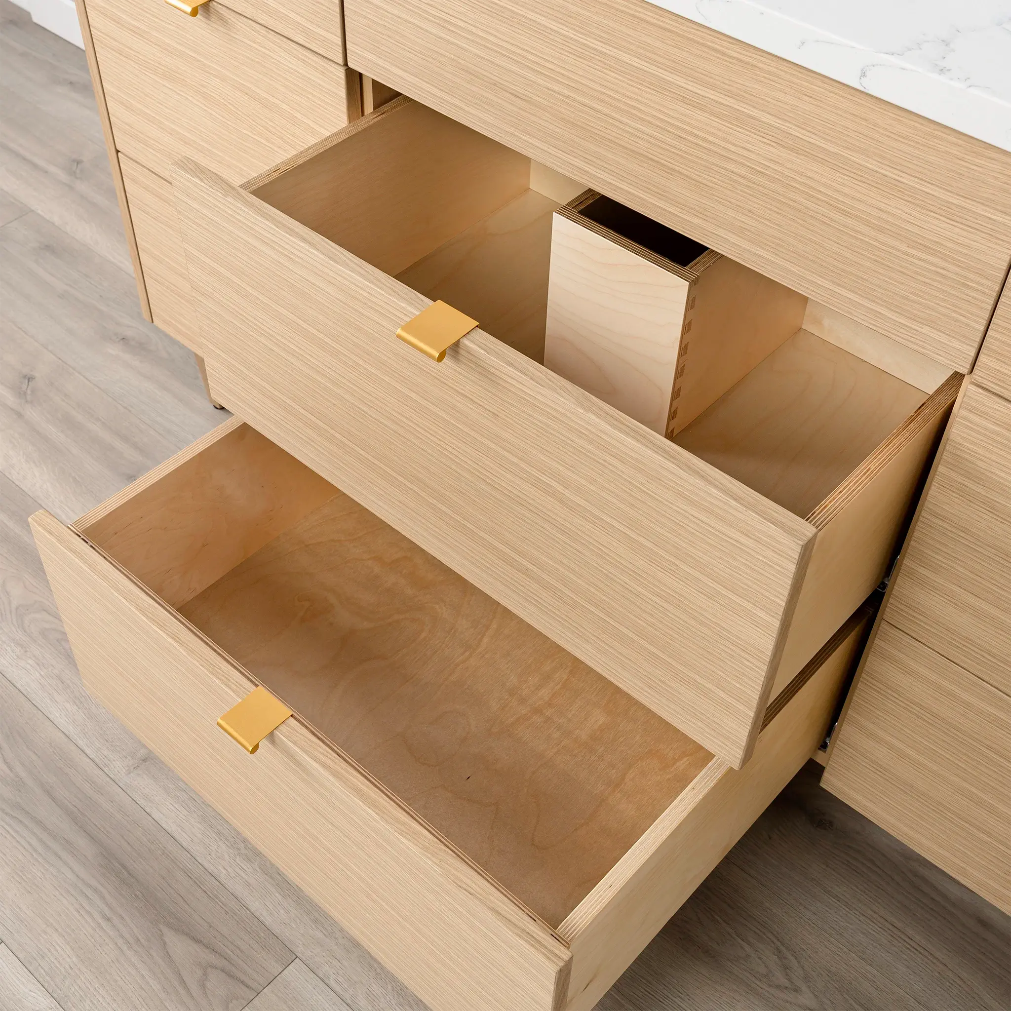 Ashbury 60" Natural White Oak Bathroom Vanity - All Drawers - Image 12