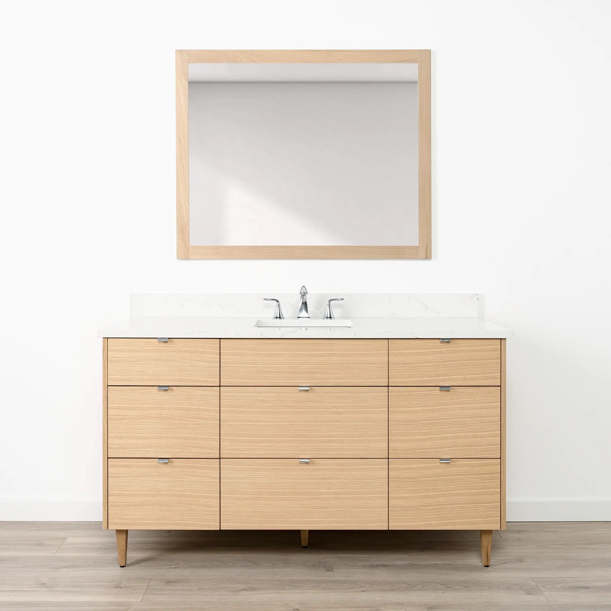 Ashbury 60" Natural White Oak Bathroom Vanity - All Drawers - Image 14