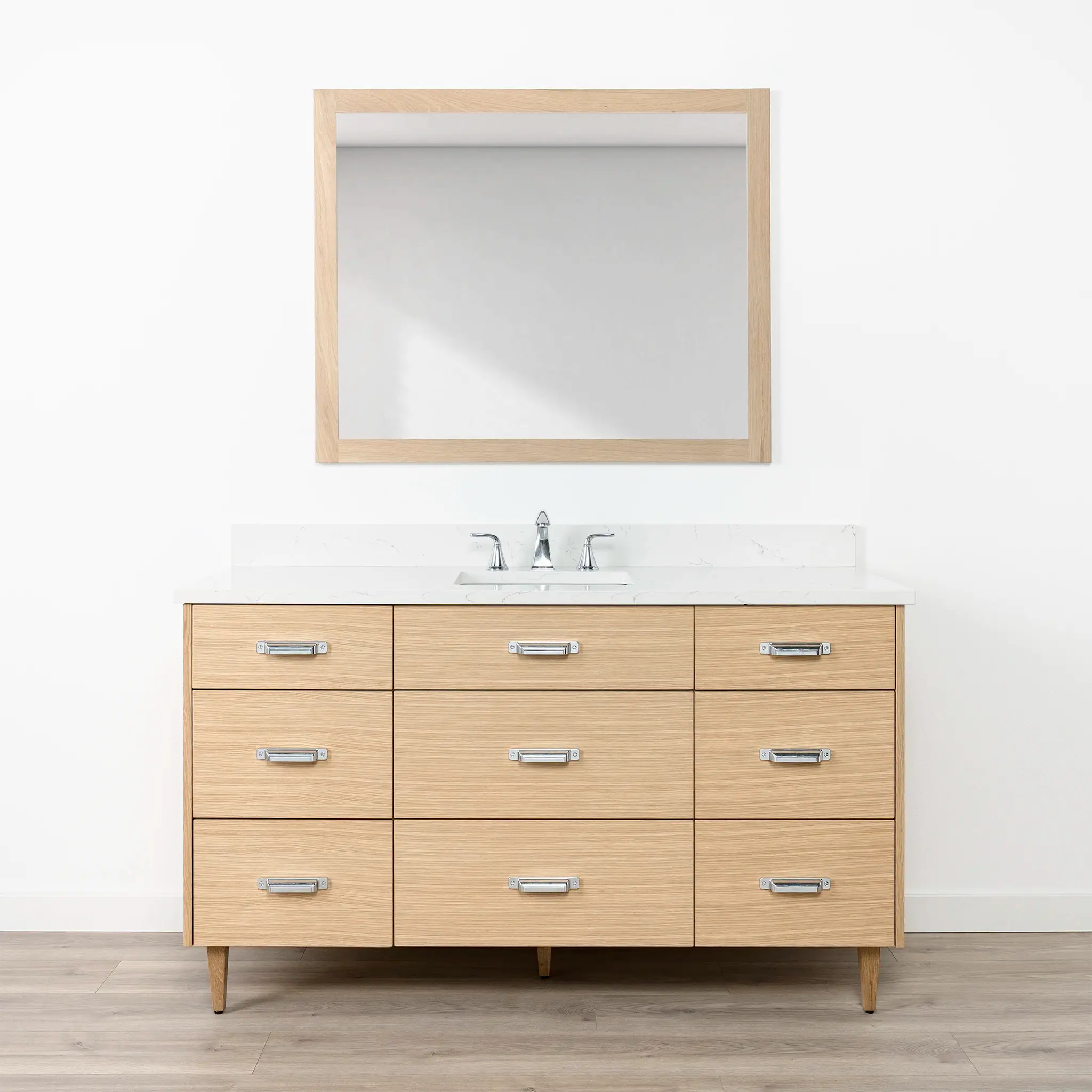 Ashbury 60" Natural White Oak Bathroom Vanity - All Drawers - Image 17
