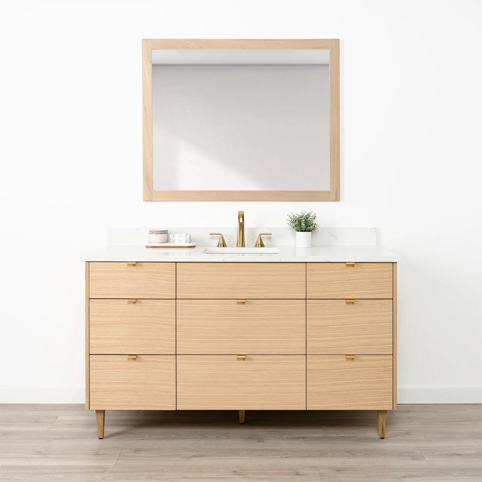 Ashbury 60" Natural White Oak Bathroom Vanity - All Drawers - Image 2