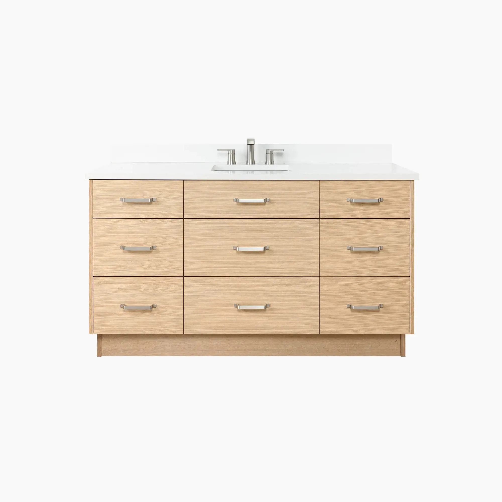 Ashbury 60" Natural White Oak Bathroom Vanity - All Drawers - Image 23