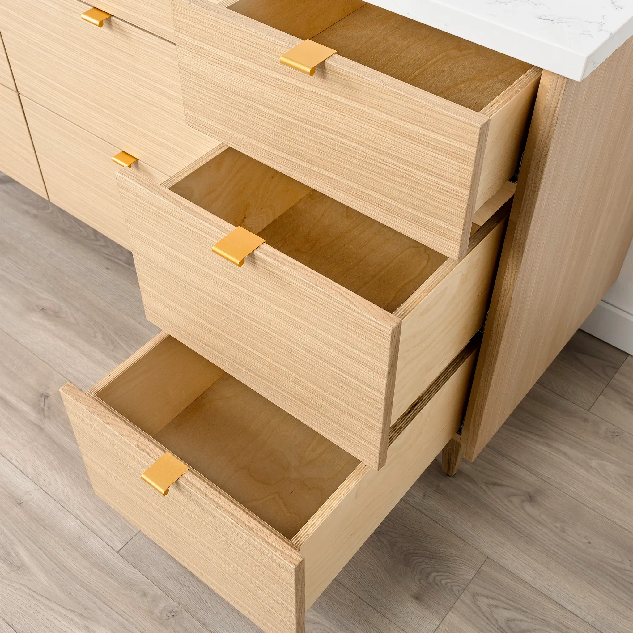 Ashbury 60" Natural White Oak Bathroom Vanity - All Drawers - Image 9