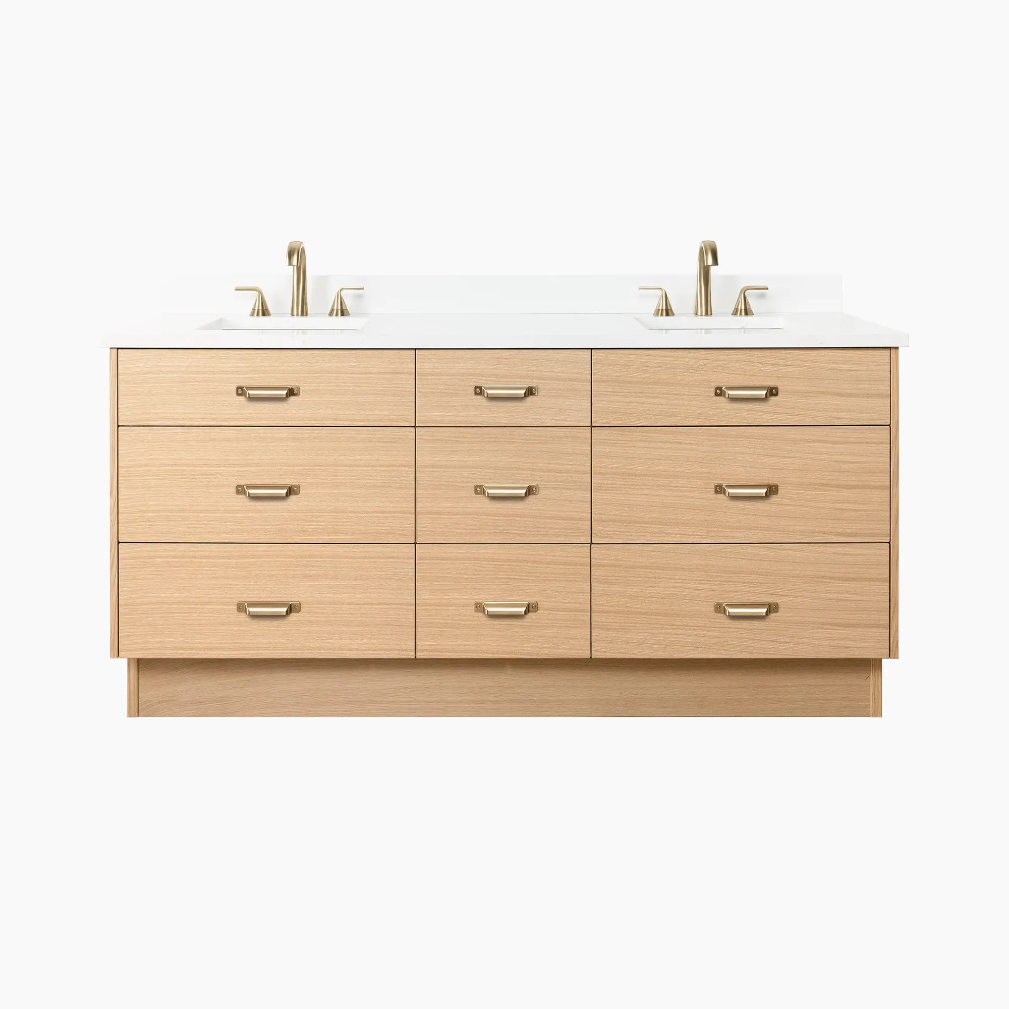Ashbury 72" Natural White Oak Bathroom Vanity, Double Sink - All Drawers - Image 26