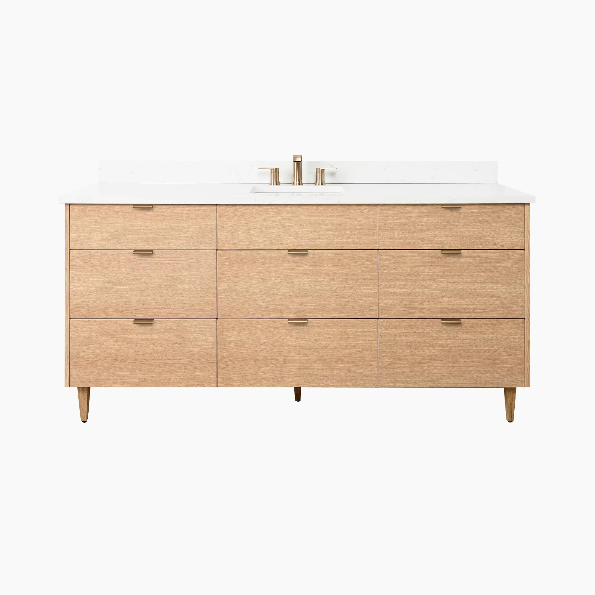 Ashbury 72" Natural White Oak Bathroom Vanity - All Drawers