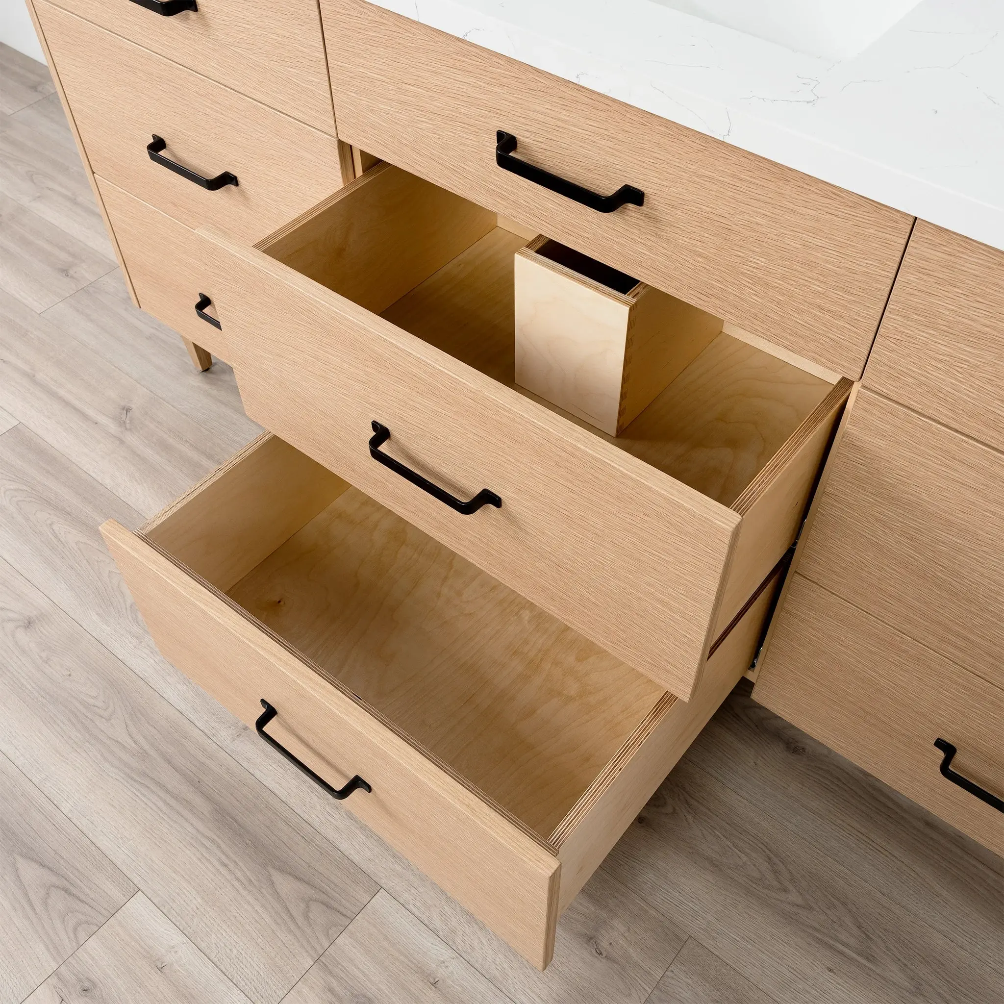 Ashbury 72" Natural White Oak Bathroom Vanity - All Drawers - Image 11