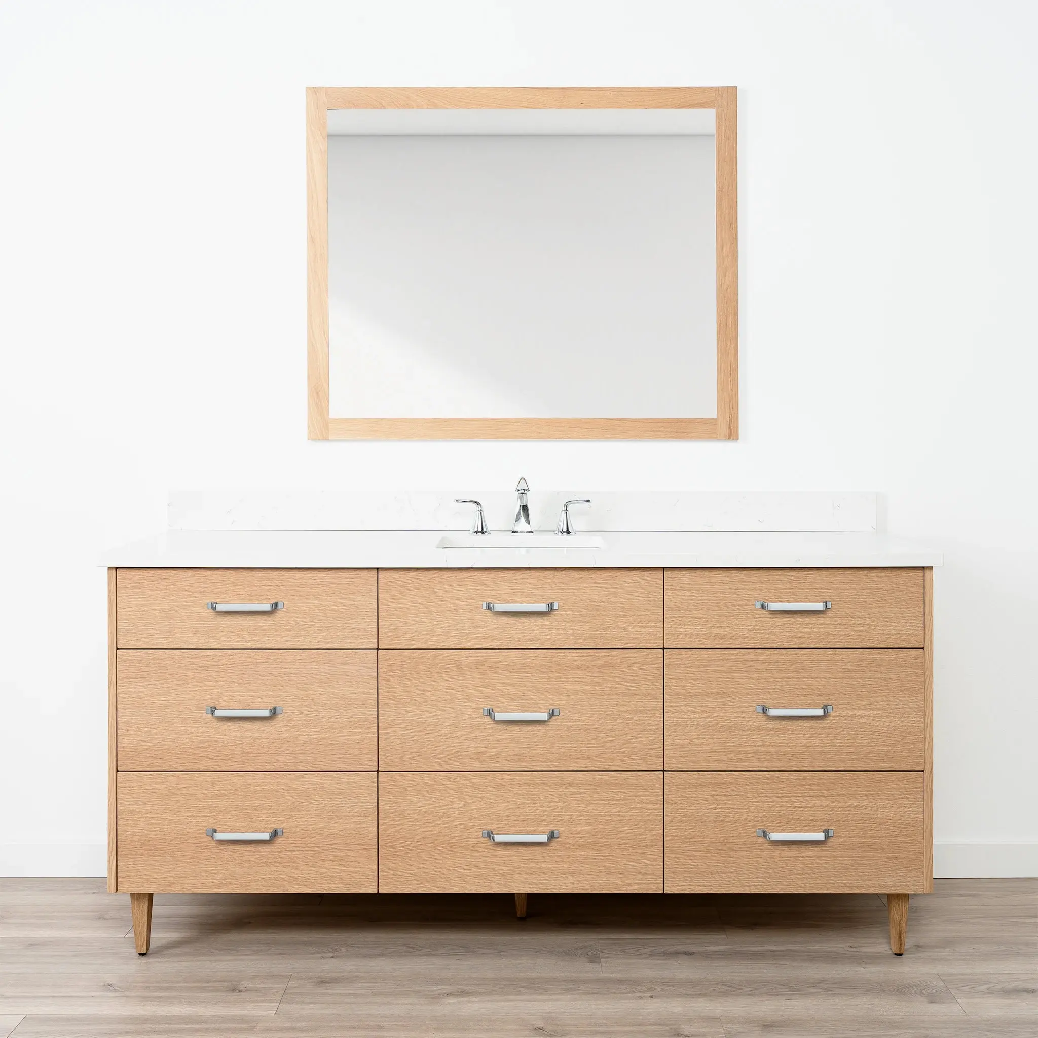 Ashbury 72" Natural White Oak Bathroom Vanity - All Drawers - Image 18