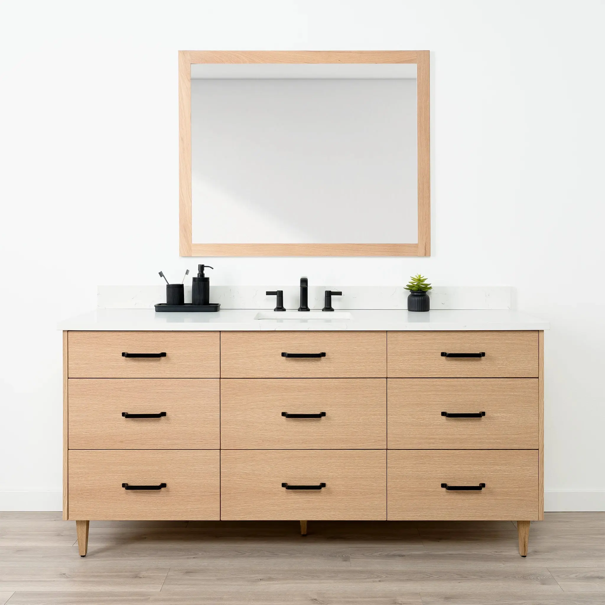 Ashbury 72" Natural White Oak Bathroom Vanity - All Drawers - Image 2