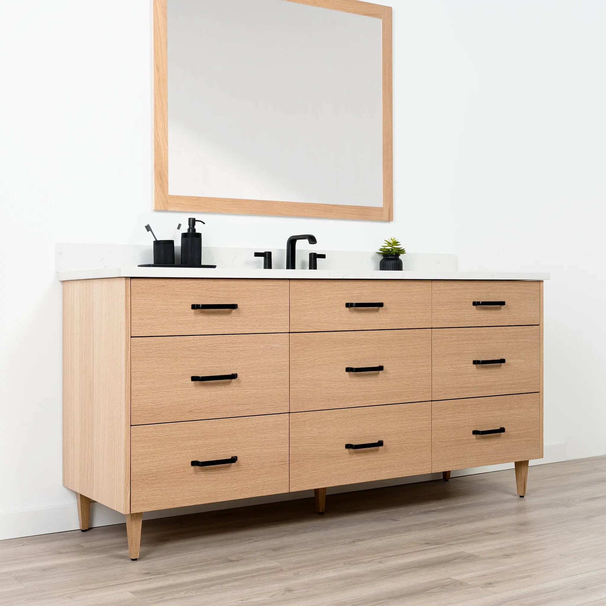 Ashbury 72" Natural White Oak Bathroom Vanity - All Drawers - Image 4