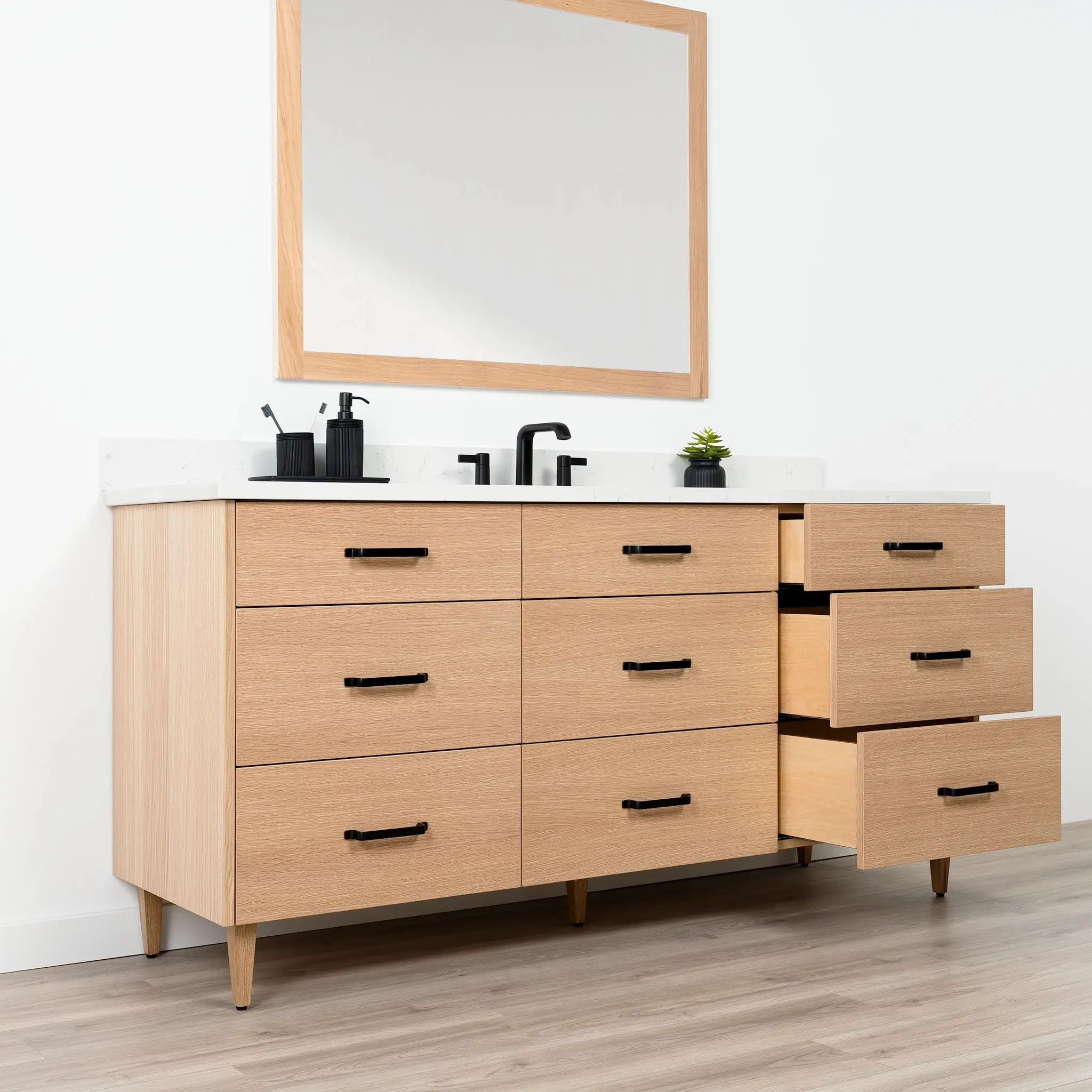 Ashbury 72" Natural White Oak Bathroom Vanity - All Drawers - Image 5