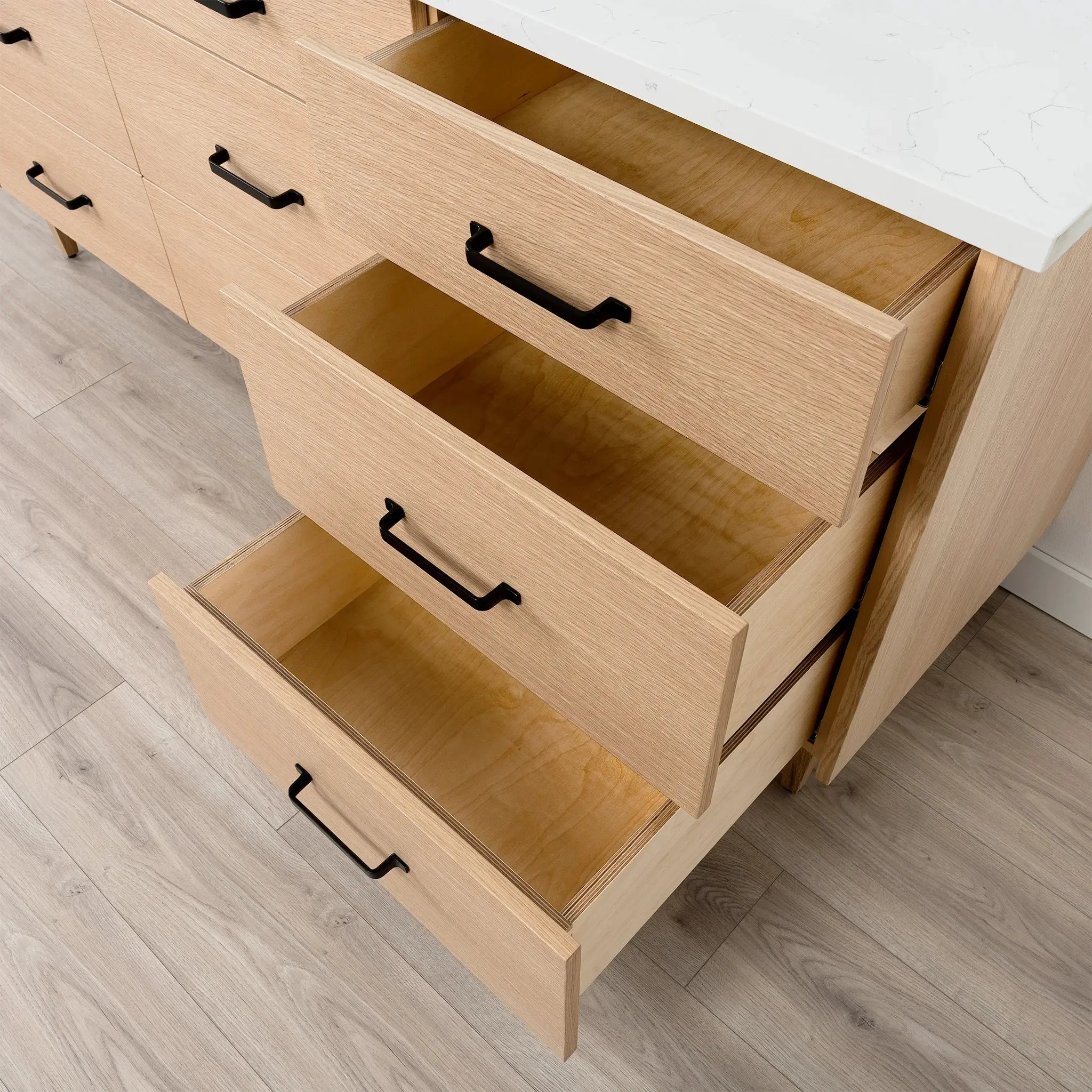 Ashbury 72" Natural White Oak Bathroom Vanity - All Drawers - Image 9