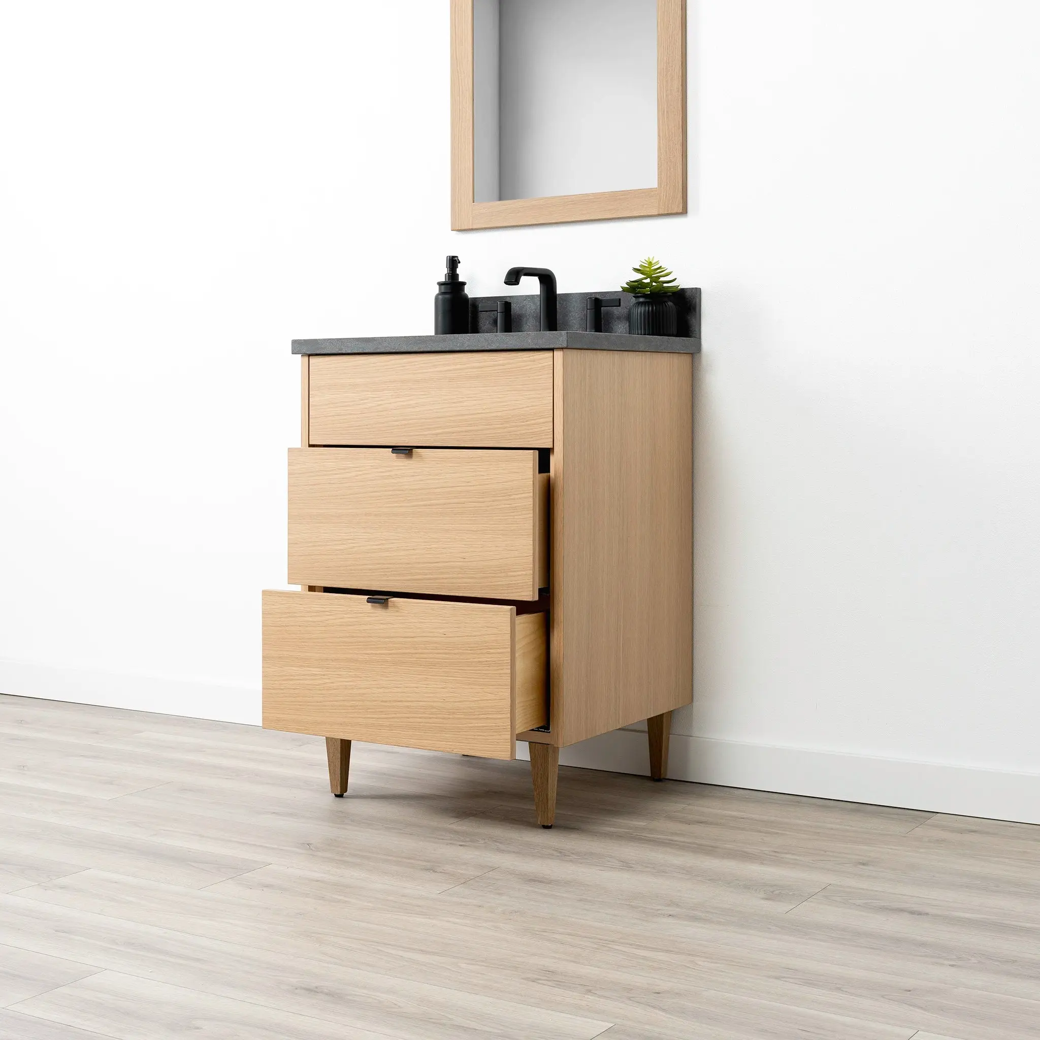 Ashbury SLIM 24" Natural White Oak Bathroom Vanity - All Drawers - Image 5