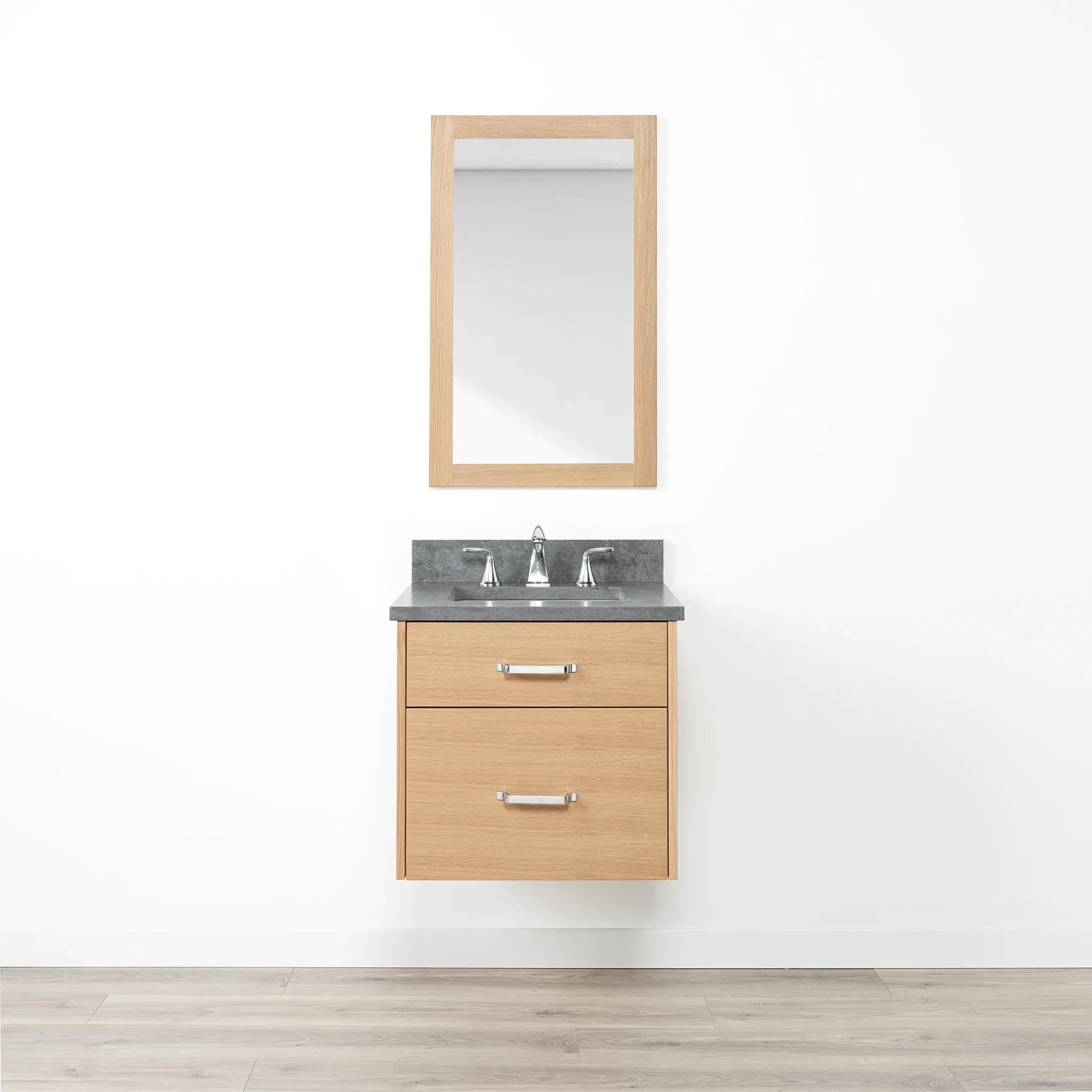 Ashbury 24" Wall Mount Natural White Oak Bathroom Vanity - All Drawers - Image 11