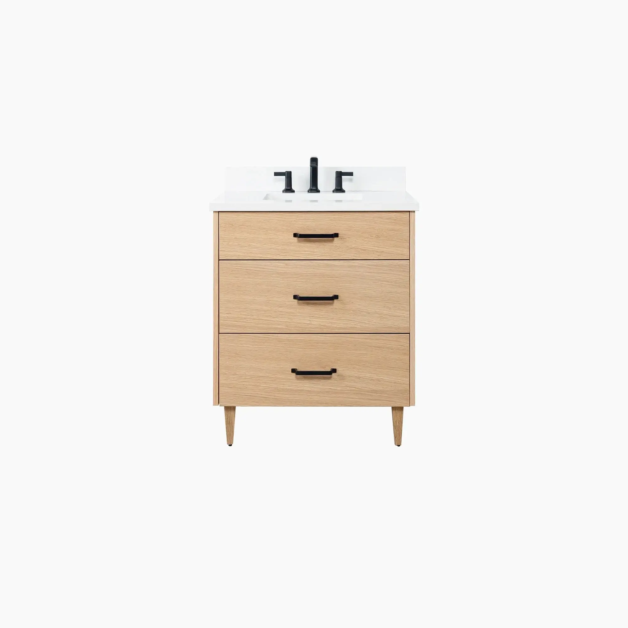 Ashbury SLIM 30" Natural White Oak Bathroom Vanity - All Drawers - Image 16