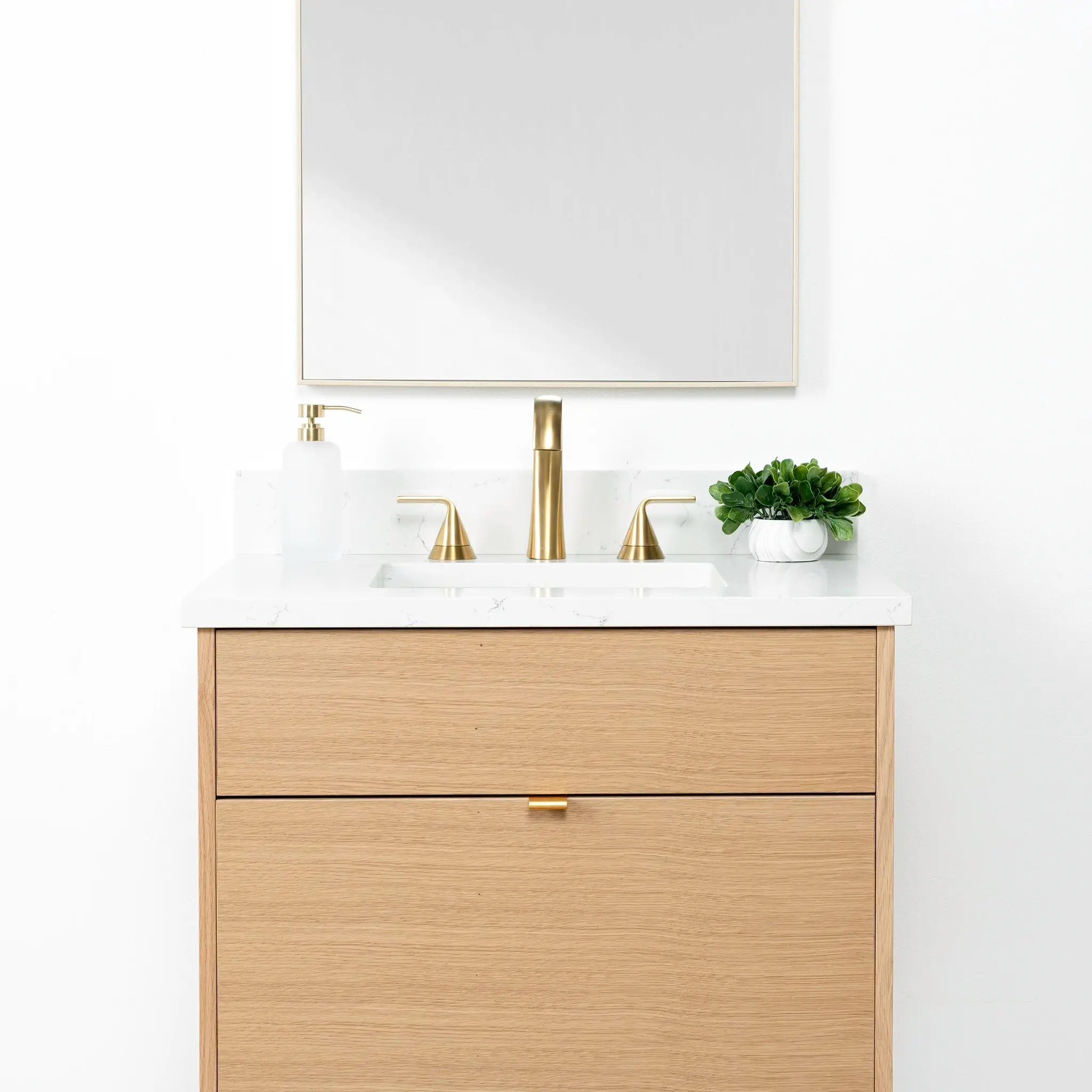 Ashbury SLIM 30" Wall Mount Natural White Oak Bathroom Vanity - All Drawers - Image 3