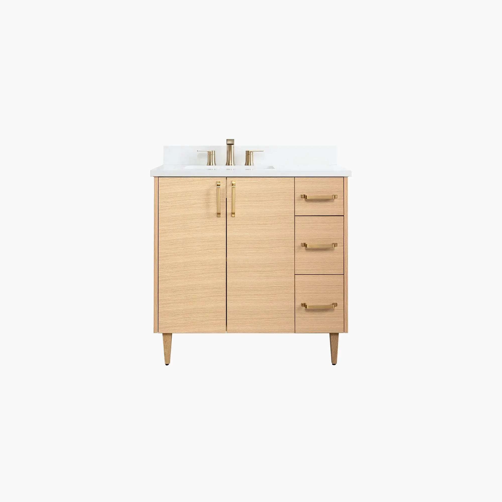 Ashbury SLIM 36" Natural White Oak Bathroom Vanity, Left Sink