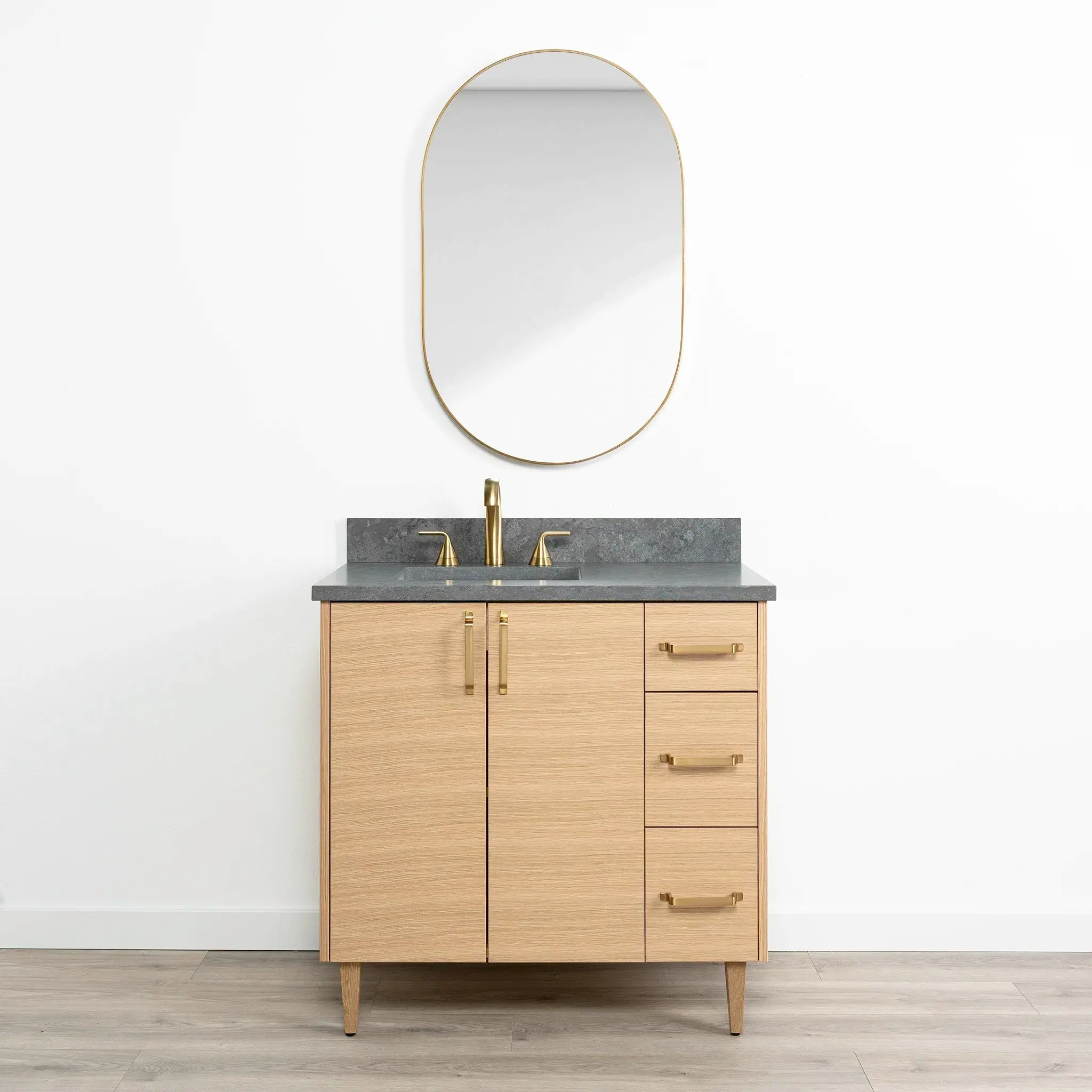 Ashbury SLIM 36" Natural White Oak Bathroom Vanity, Left Sink - Image 10