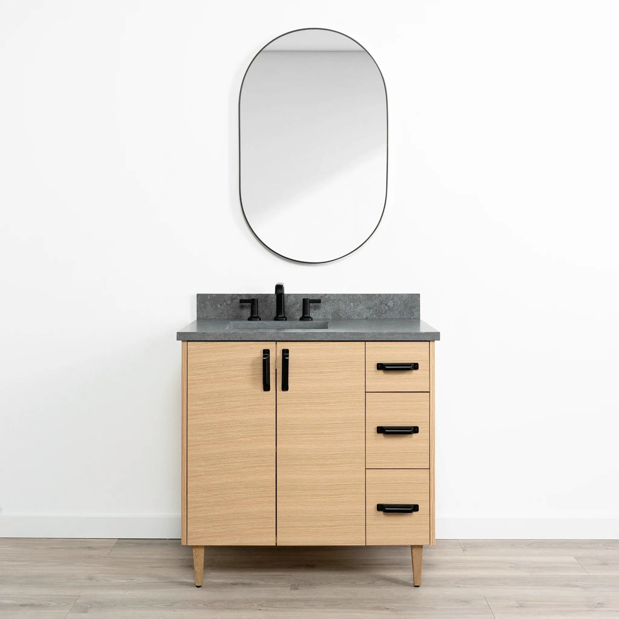 Ashbury SLIM 36" Natural White Oak Bathroom Vanity, Left Sink - Image 11