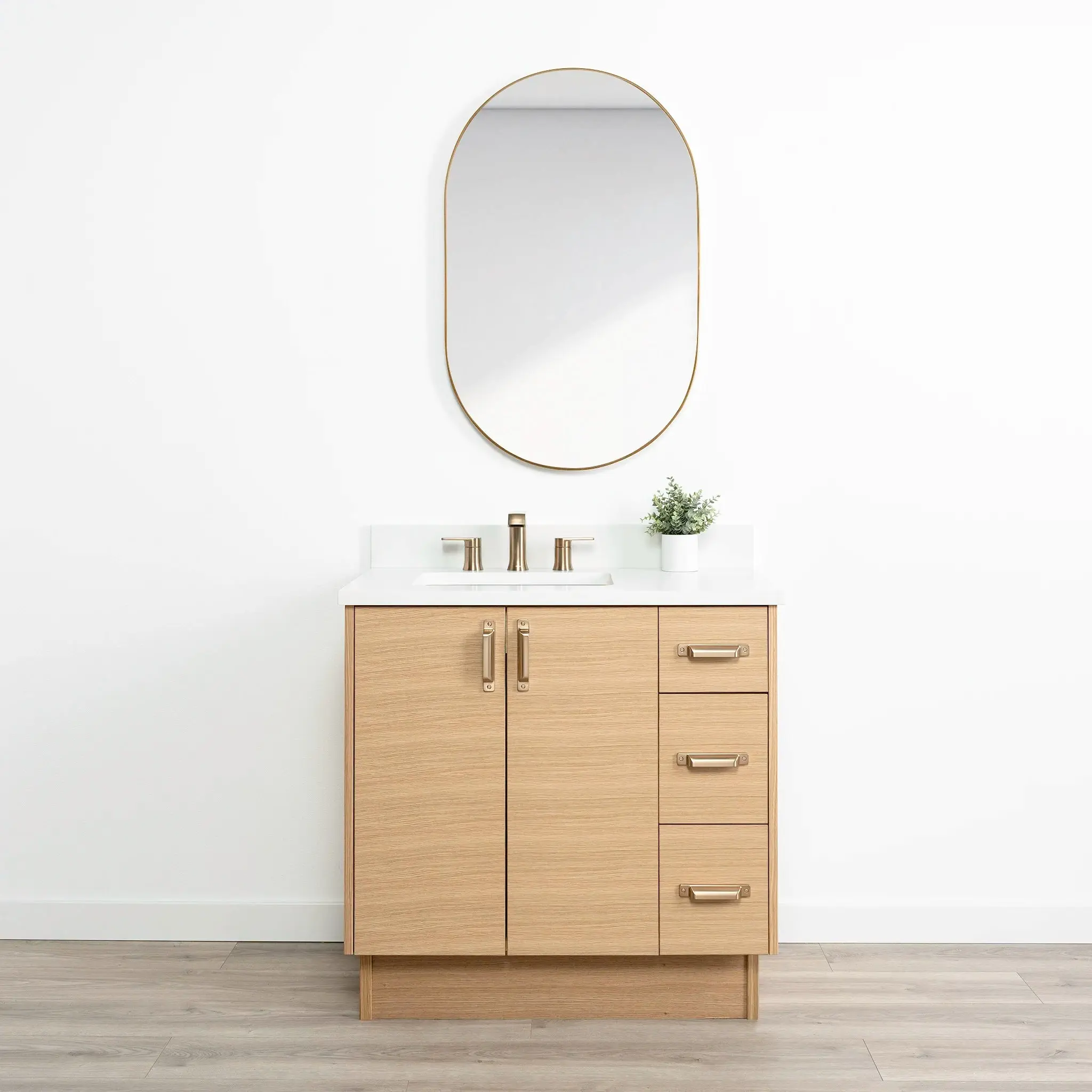 Ashbury SLIM 36" Natural White Oak Bathroom Vanity, Left Sink - Image 15