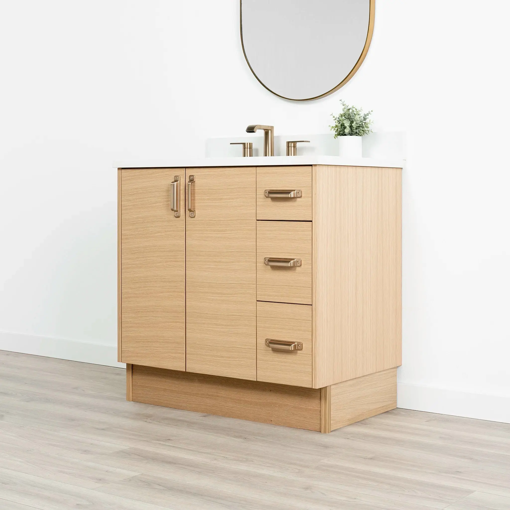 Ashbury SLIM 36" Natural White Oak Bathroom Vanity, Left Sink - Image 17