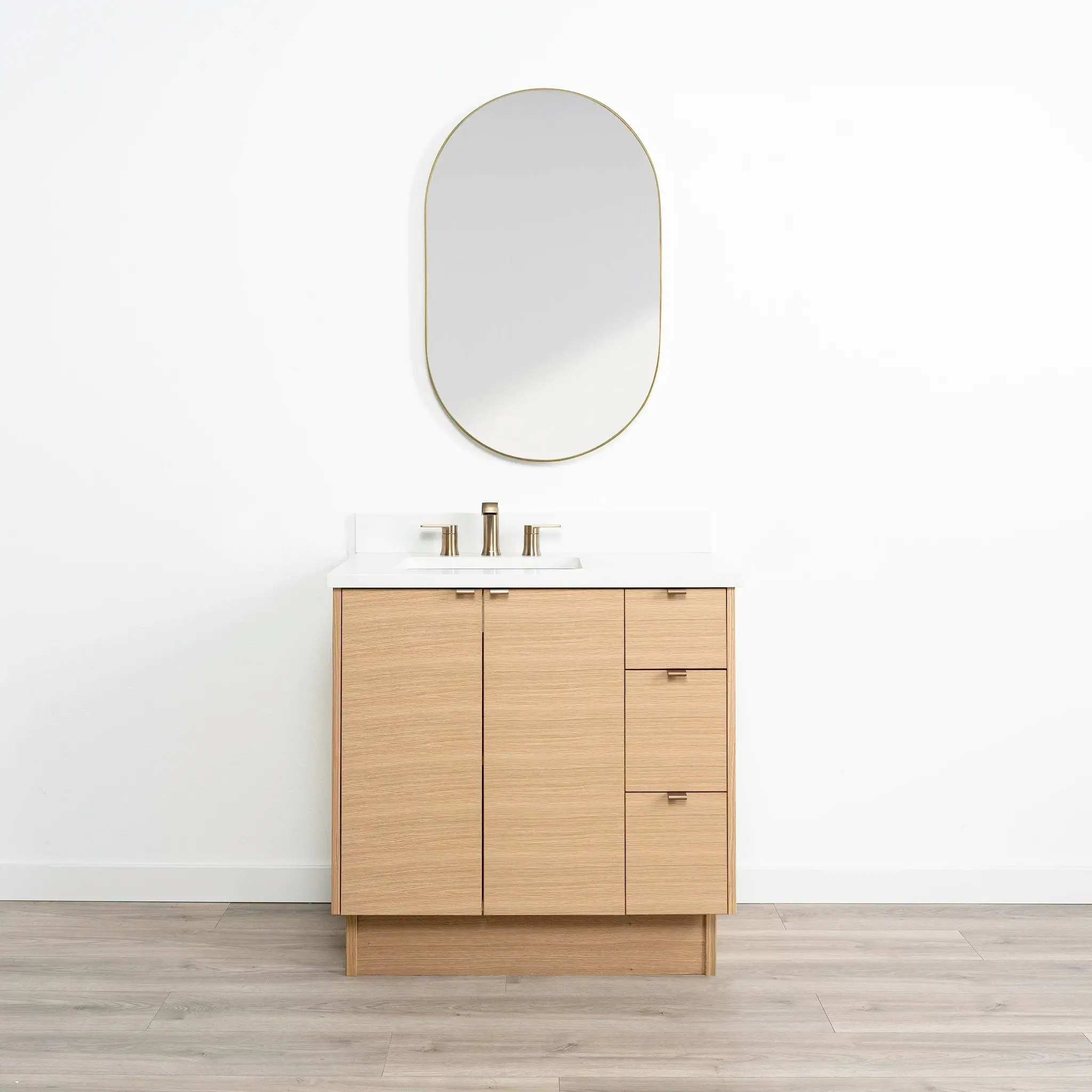 Ashbury SLIM 36" Natural White Oak Bathroom Vanity, Left Sink - Image 19