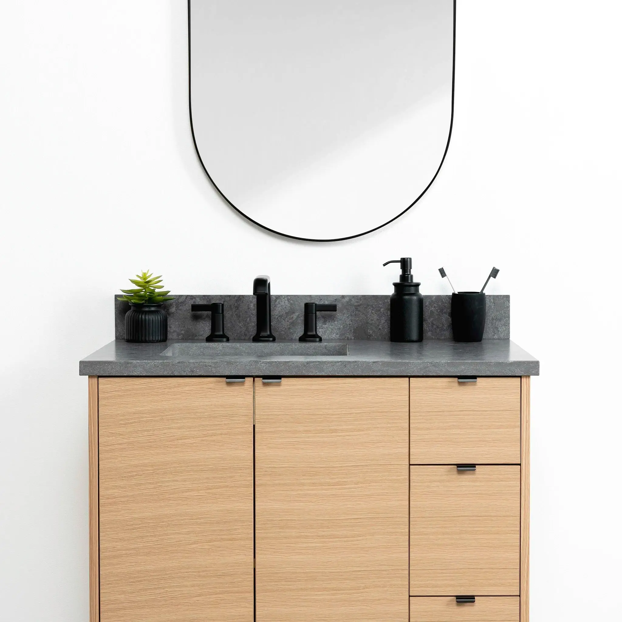 Ashbury SLIM 36" Natural White Oak Bathroom Vanity, Left Sink - Image 5