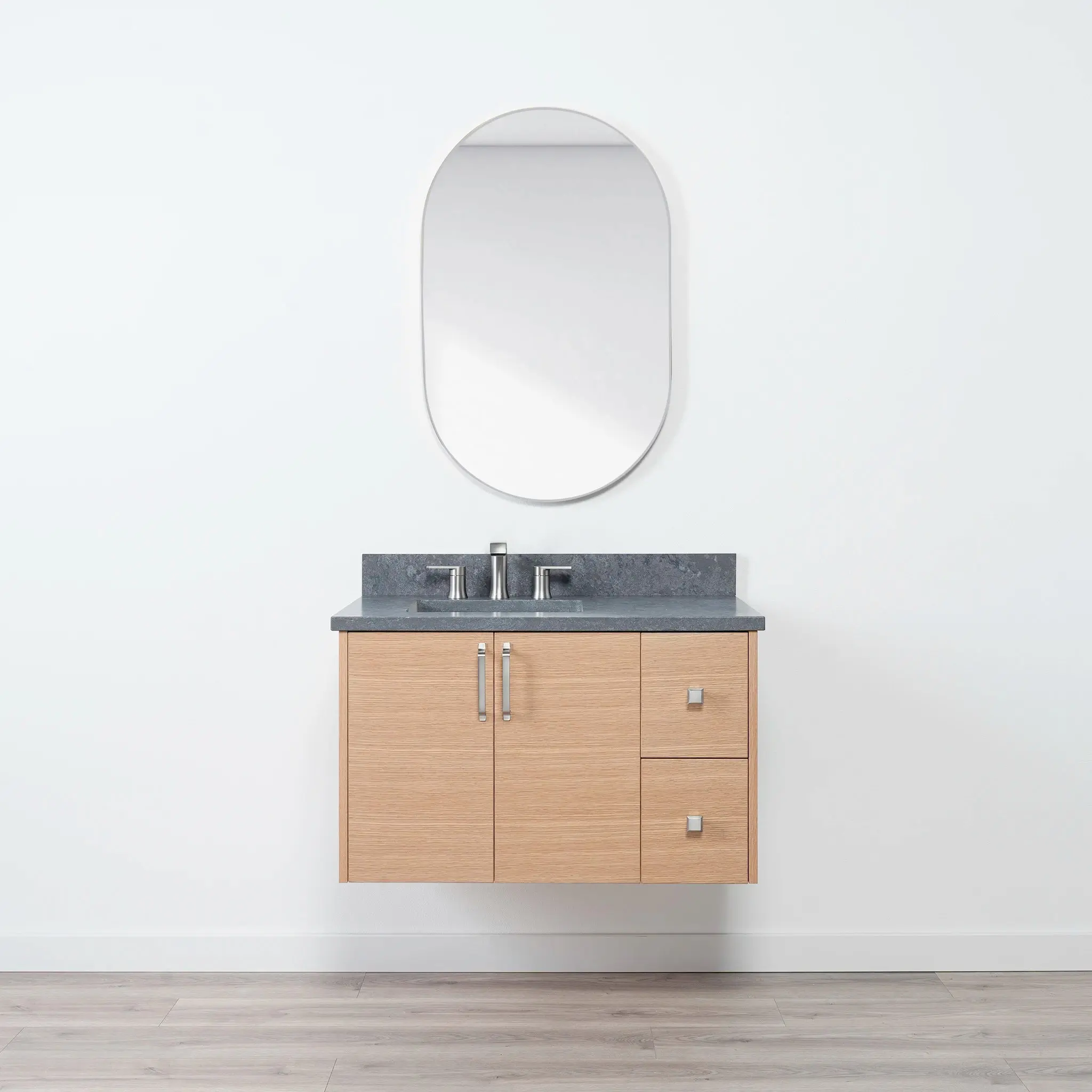 Ashbury SLIM 36" Wall Mount Natural White Oak Bathroom Vanity, Left Sink - Image 15