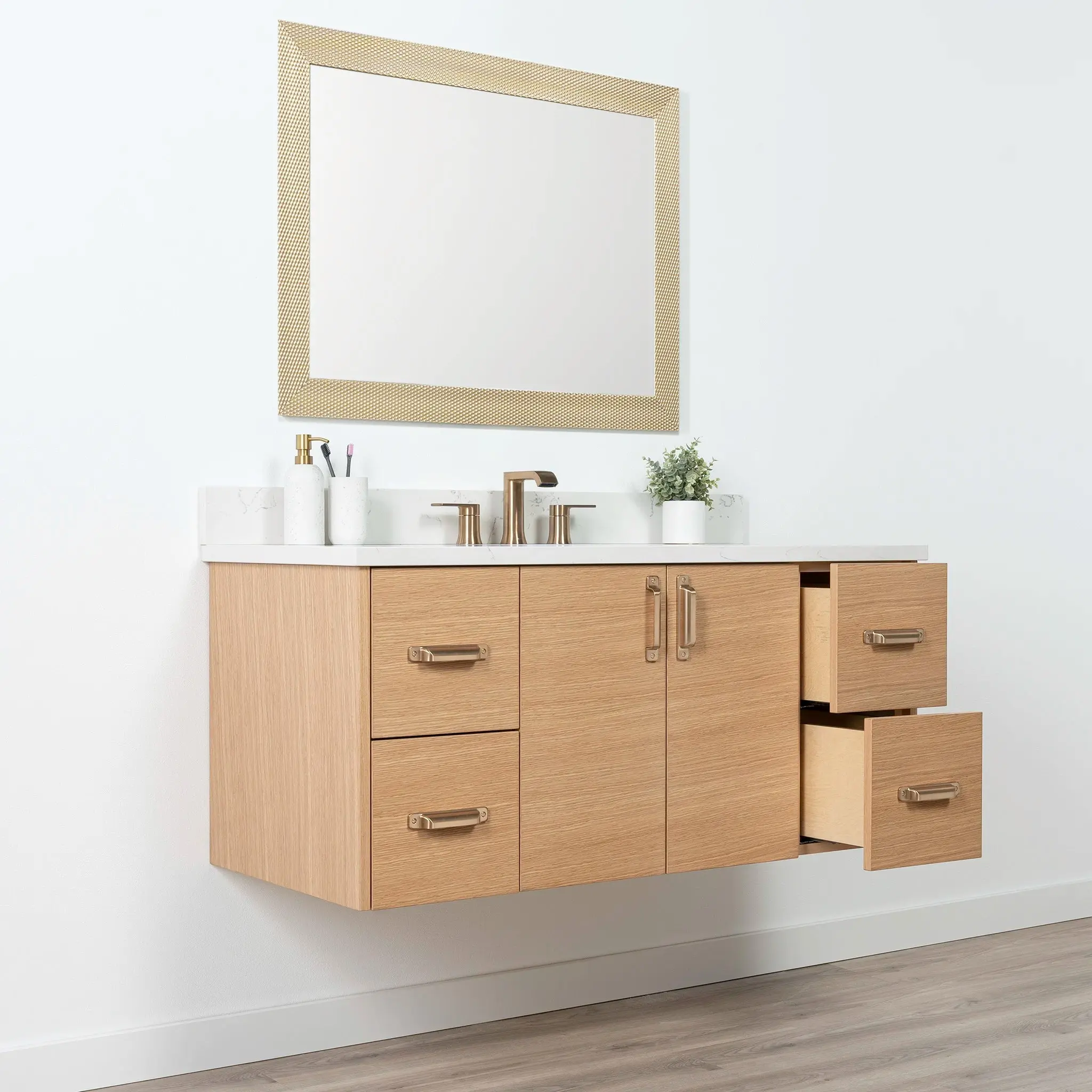 Ashbury 48" Wall Mount Natural White Oak Bathroom Vanity - Image 10