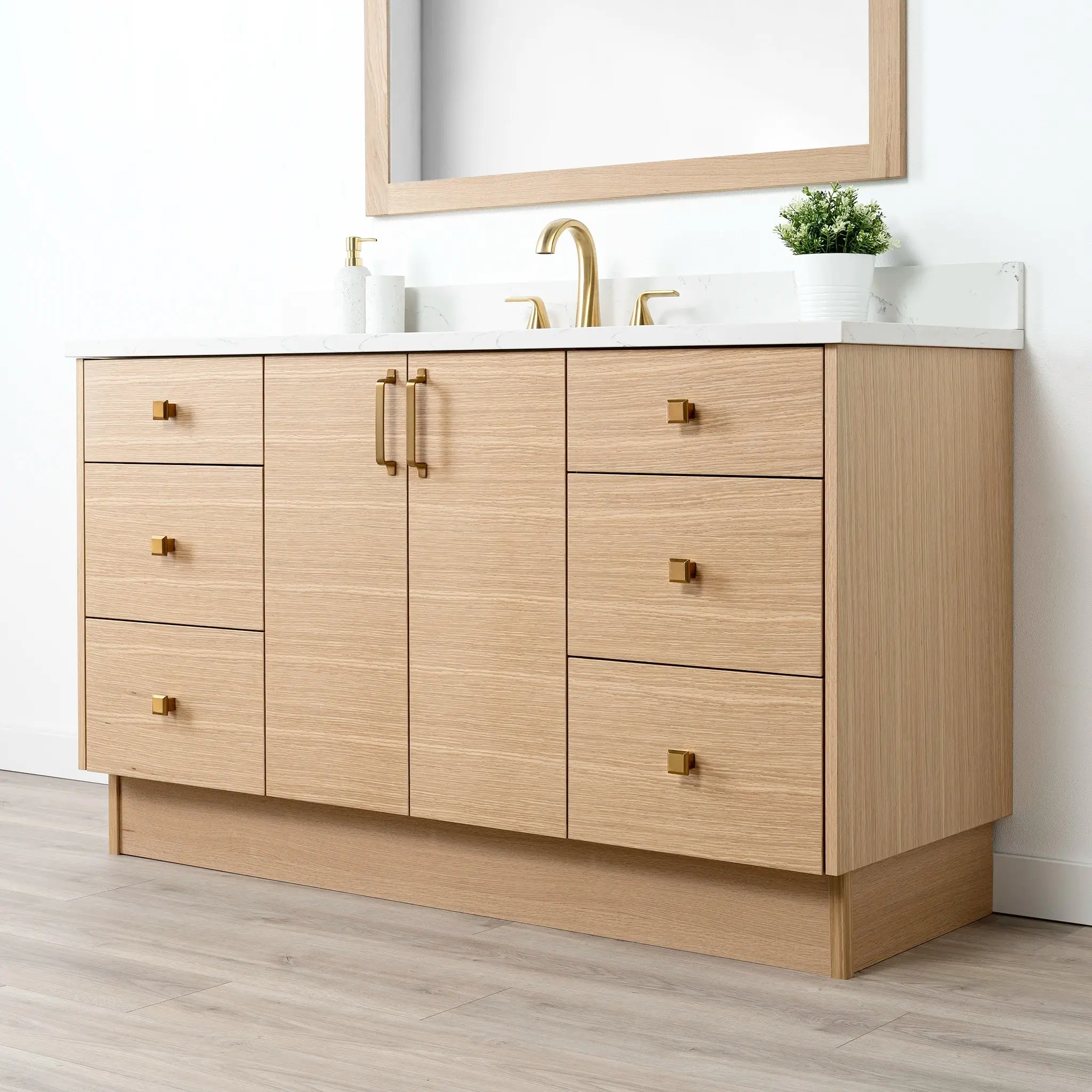 Ashbury SLIM 60" Natural White Oak Bathroom Vanity - Image 20