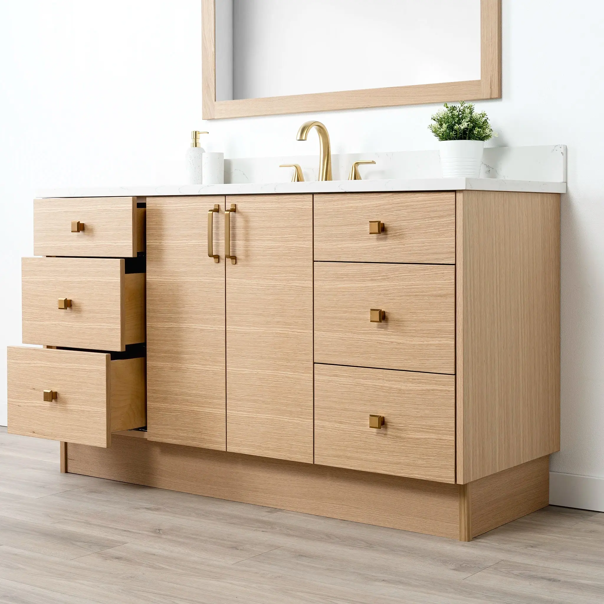 Ashbury SLIM 60" Natural White Oak Bathroom Vanity - Image 21