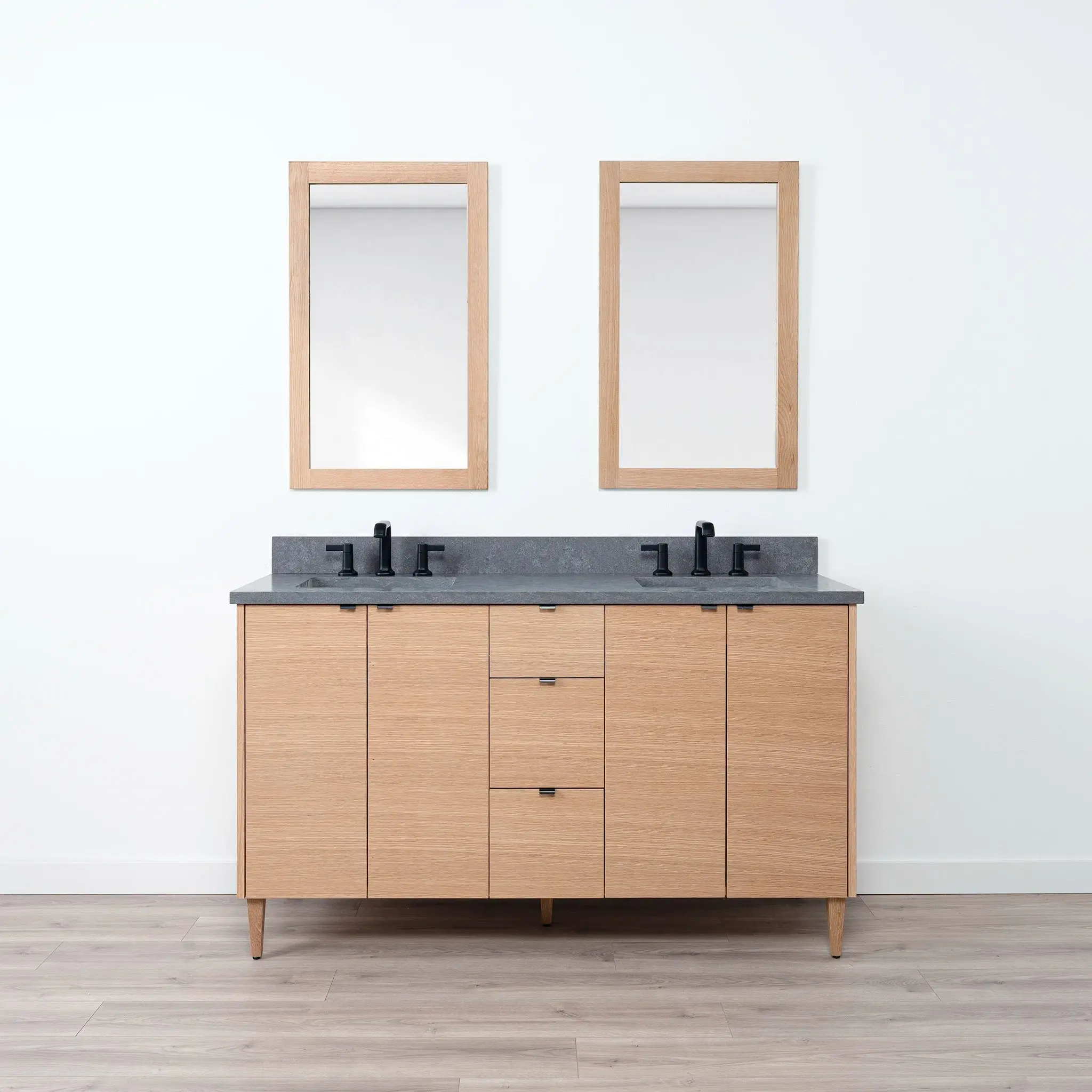 Ashbury SLIM 60" Natural White Oak Bathroom Vanity, Double Sink - Image 12