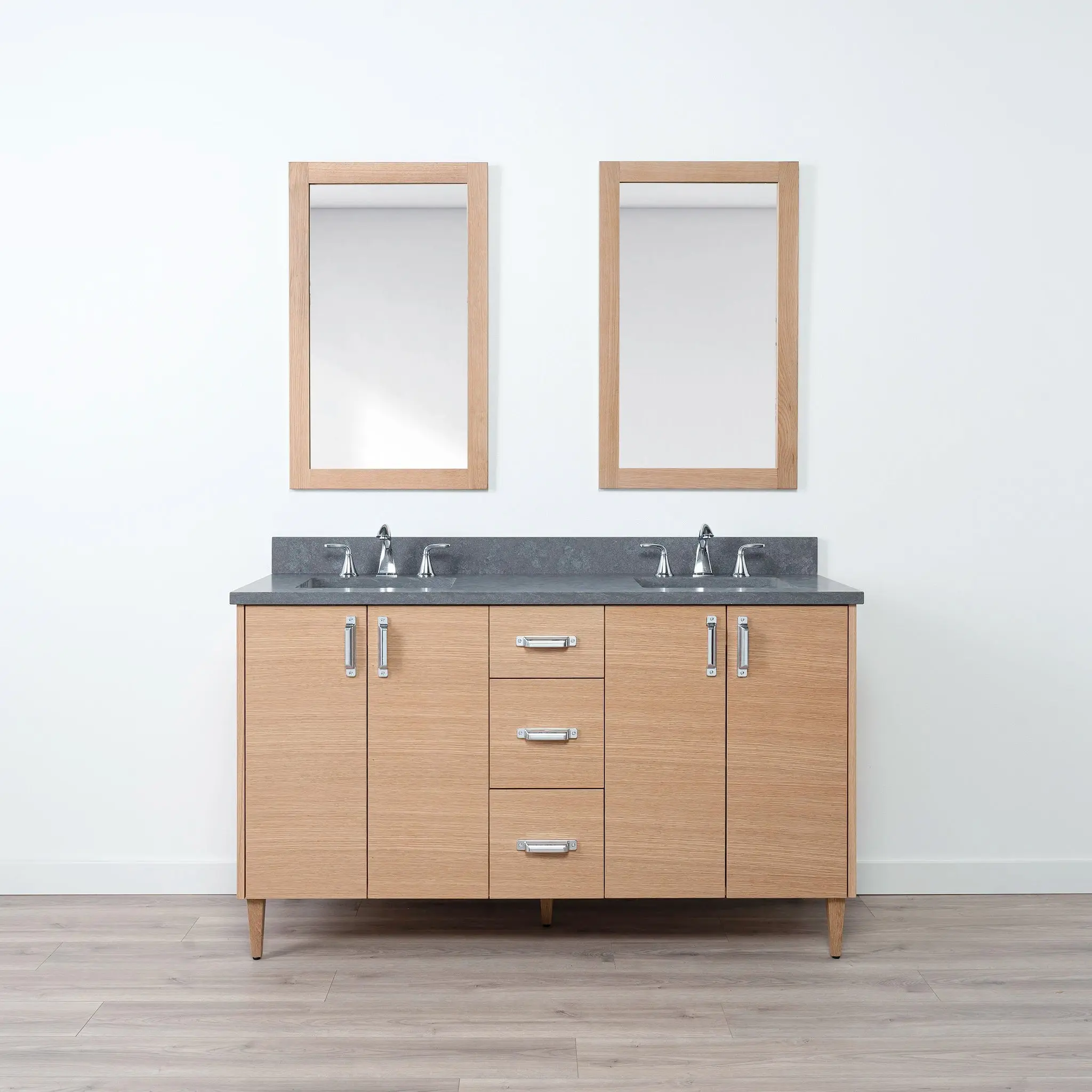 Ashbury SLIM 60" Natural White Oak Bathroom Vanity, Double Sink - Image 13