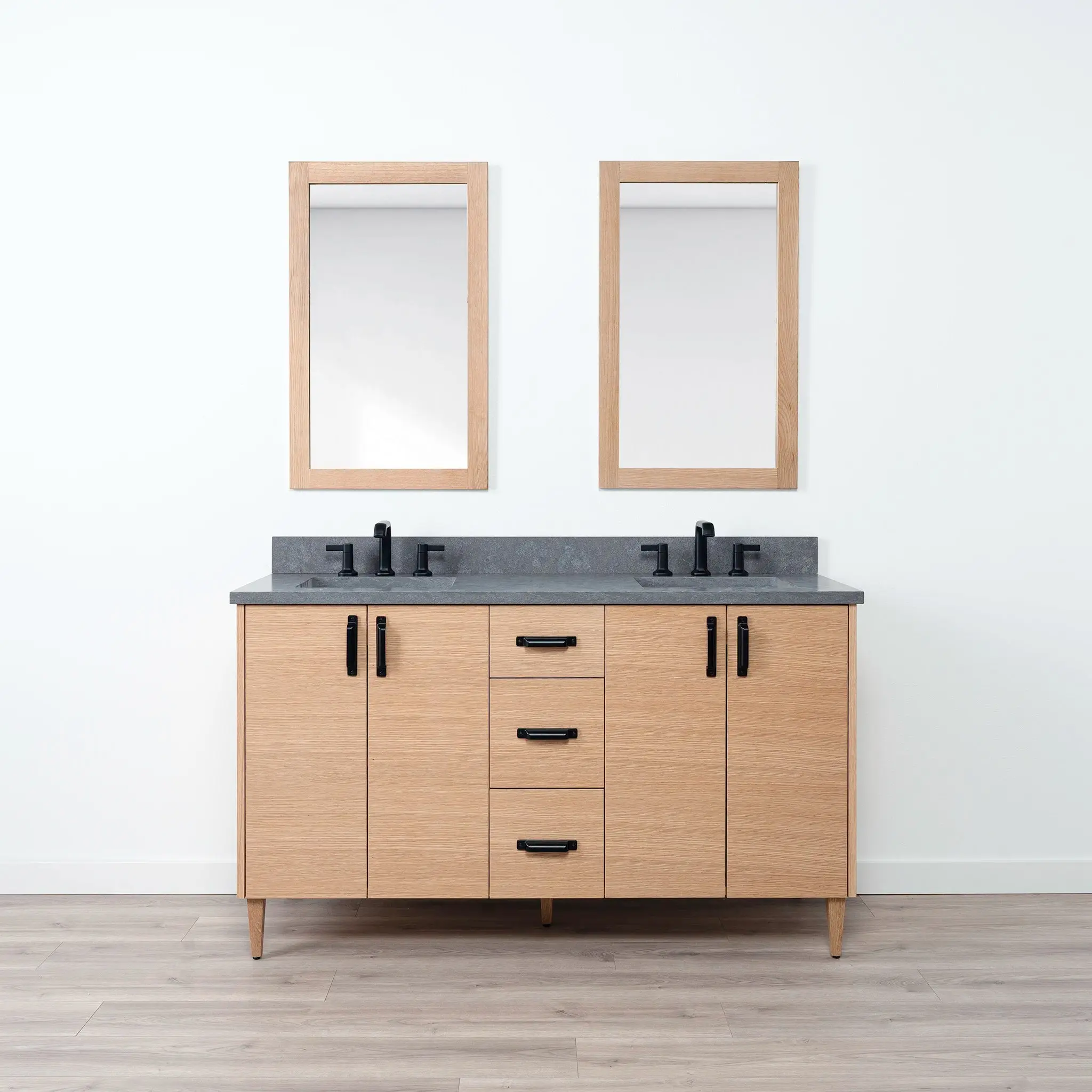 Ashbury SLIM 60" Natural White Oak Bathroom Vanity, Double Sink - Image 14