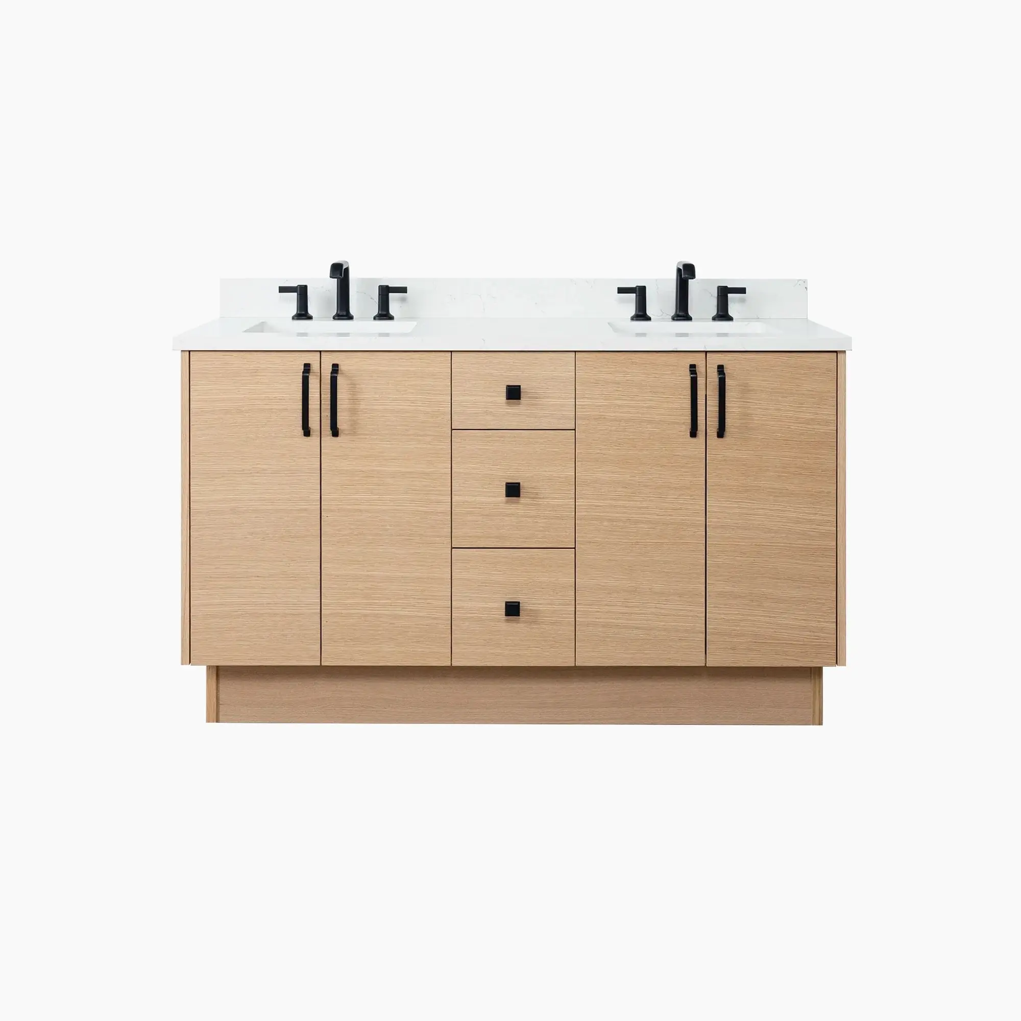 Ashbury SLIM 60" Natural White Oak Bathroom Vanity, Double Sink - Image 17