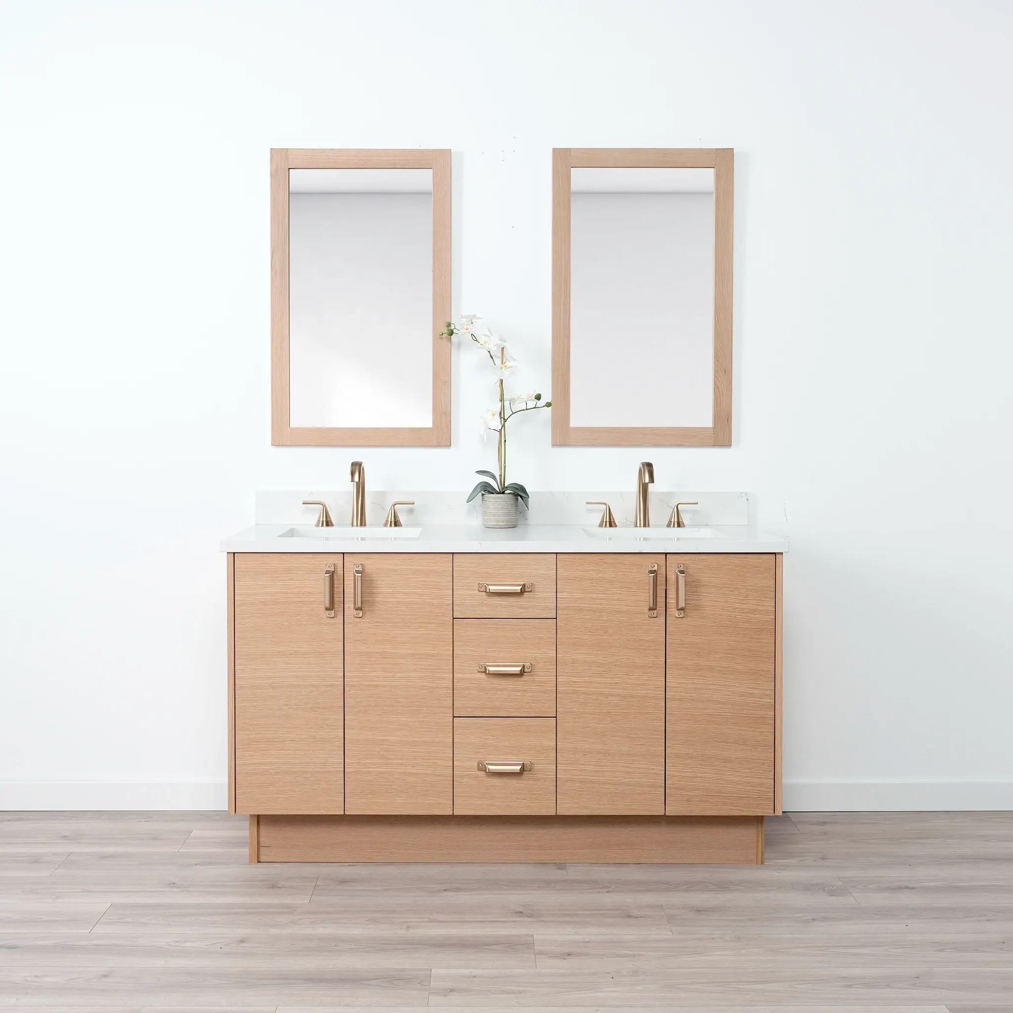 Ashbury SLIM 60" Natural White Oak Bathroom Vanity, Double Sink - Image 18