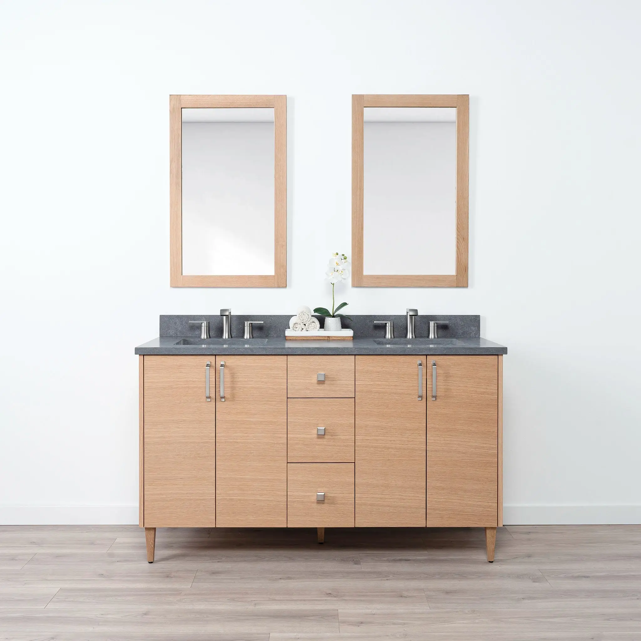 Ashbury SLIM 60" Natural White Oak Bathroom Vanity, Double Sink - Image 2