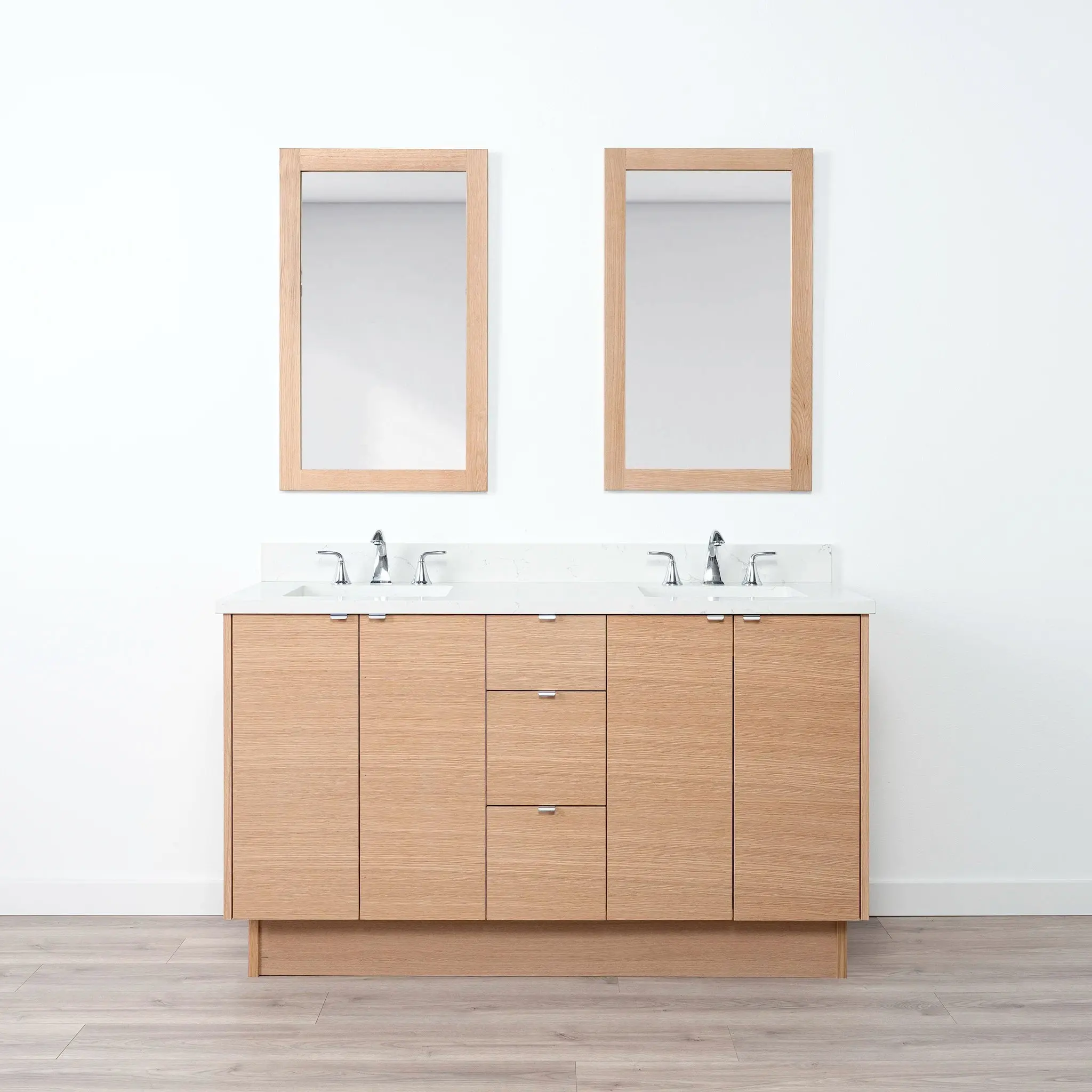 Ashbury SLIM 60" Natural White Oak Bathroom Vanity, Double Sink - Image 22