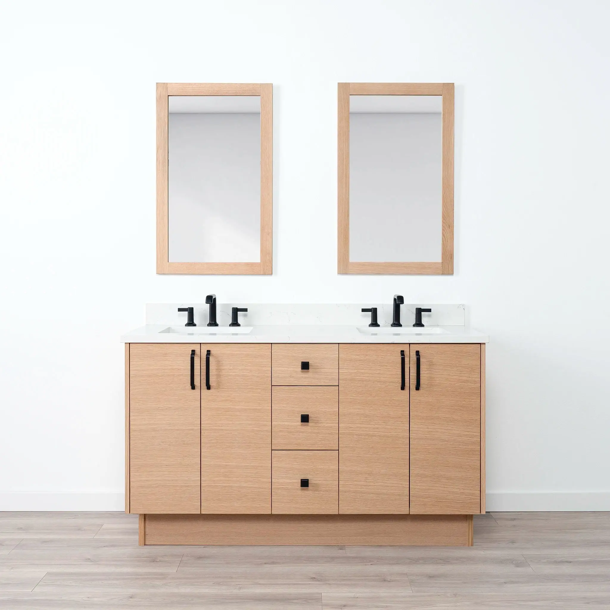 Ashbury SLIM 60" Natural White Oak Bathroom Vanity, Double Sink - Image 23